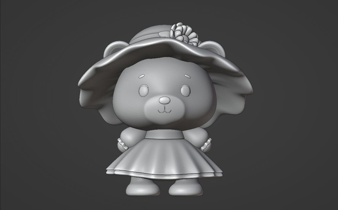 girl bear 3D print model_2