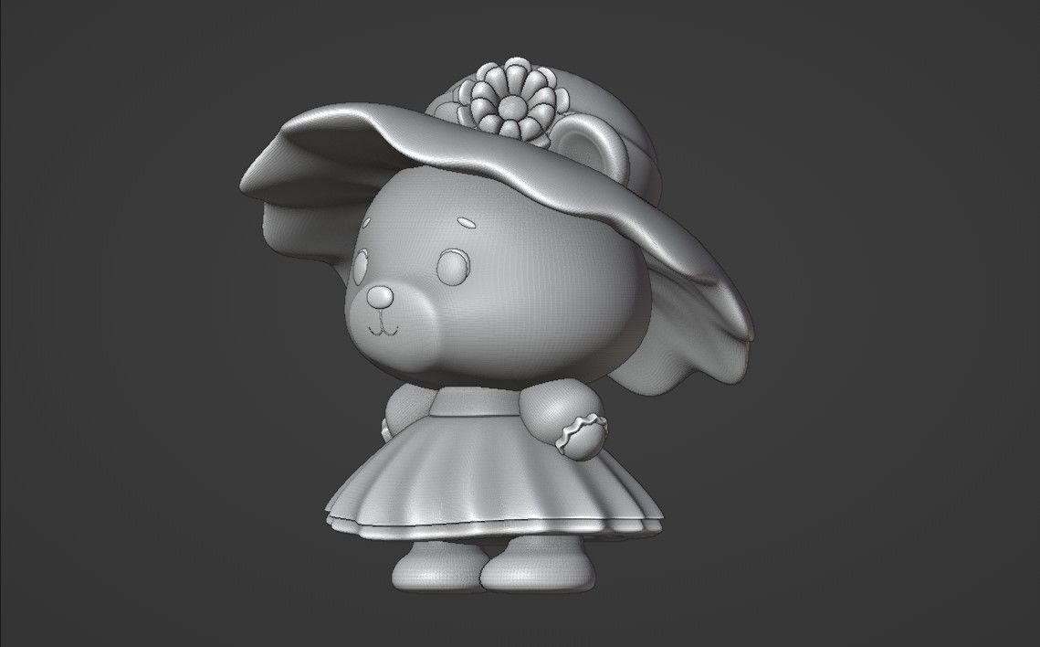 girl bear 3D print model_6