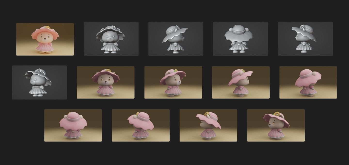 girl bear 3D print model_1