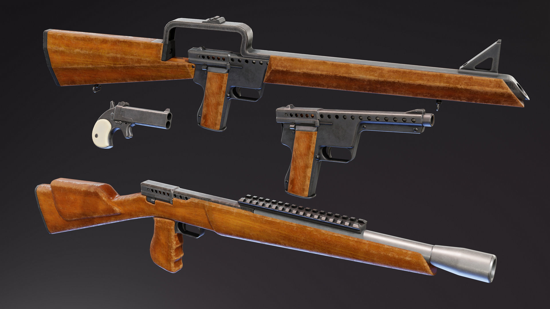 Gyrojet Weapons Low-poly 3D model_5