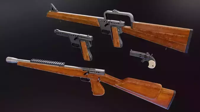 Gyrojet Weapons Low-poly 3D model