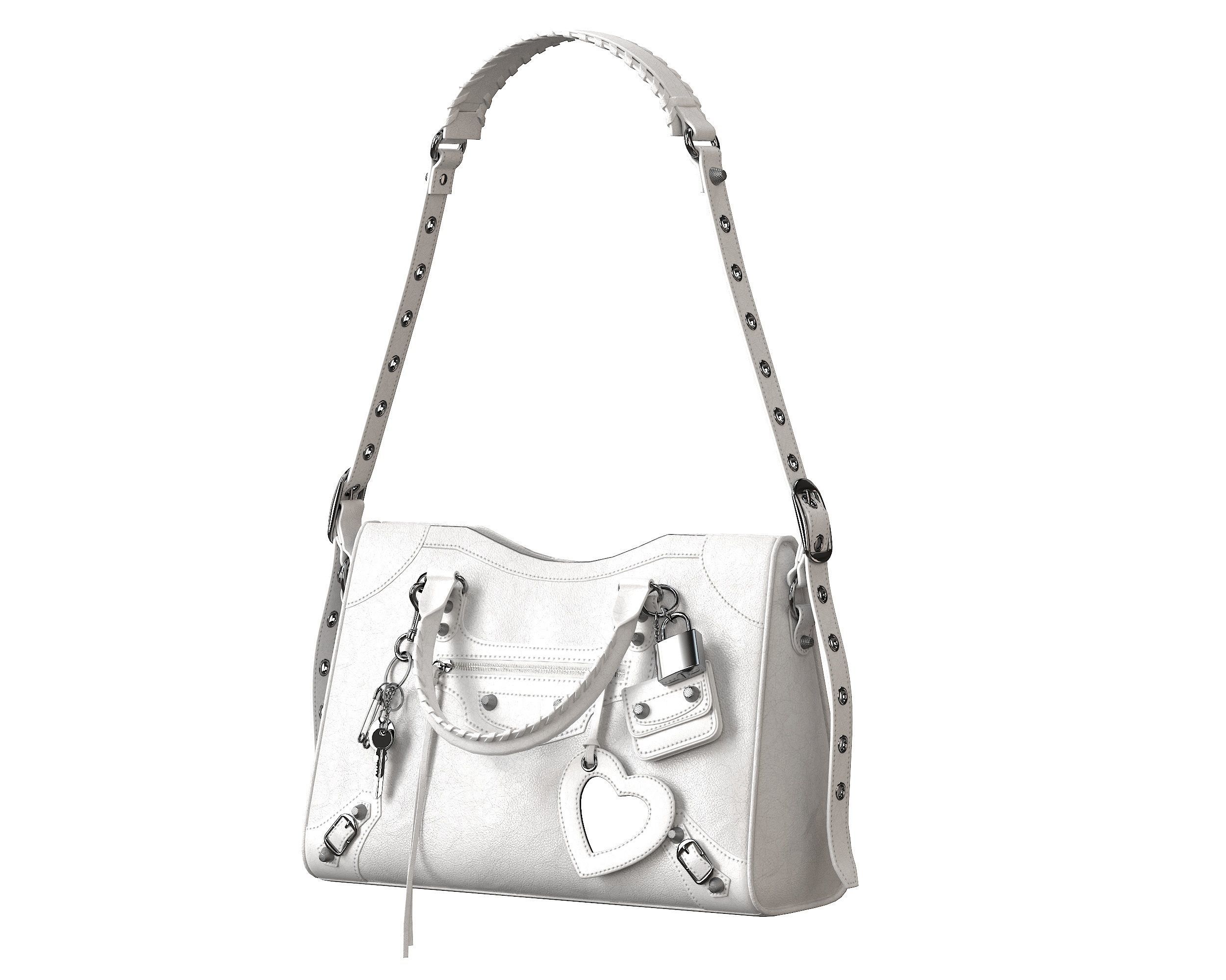 Balenciaga Le City Medium Bag White Low-poly 3D model_2