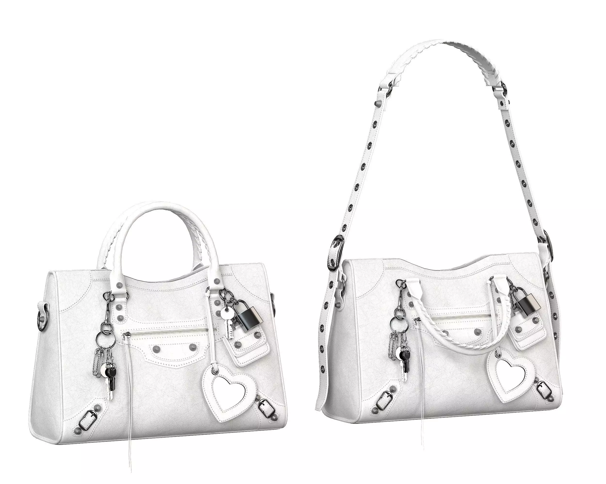 Balenciaga Le City Medium Bag White Low-poly 3D model_0
