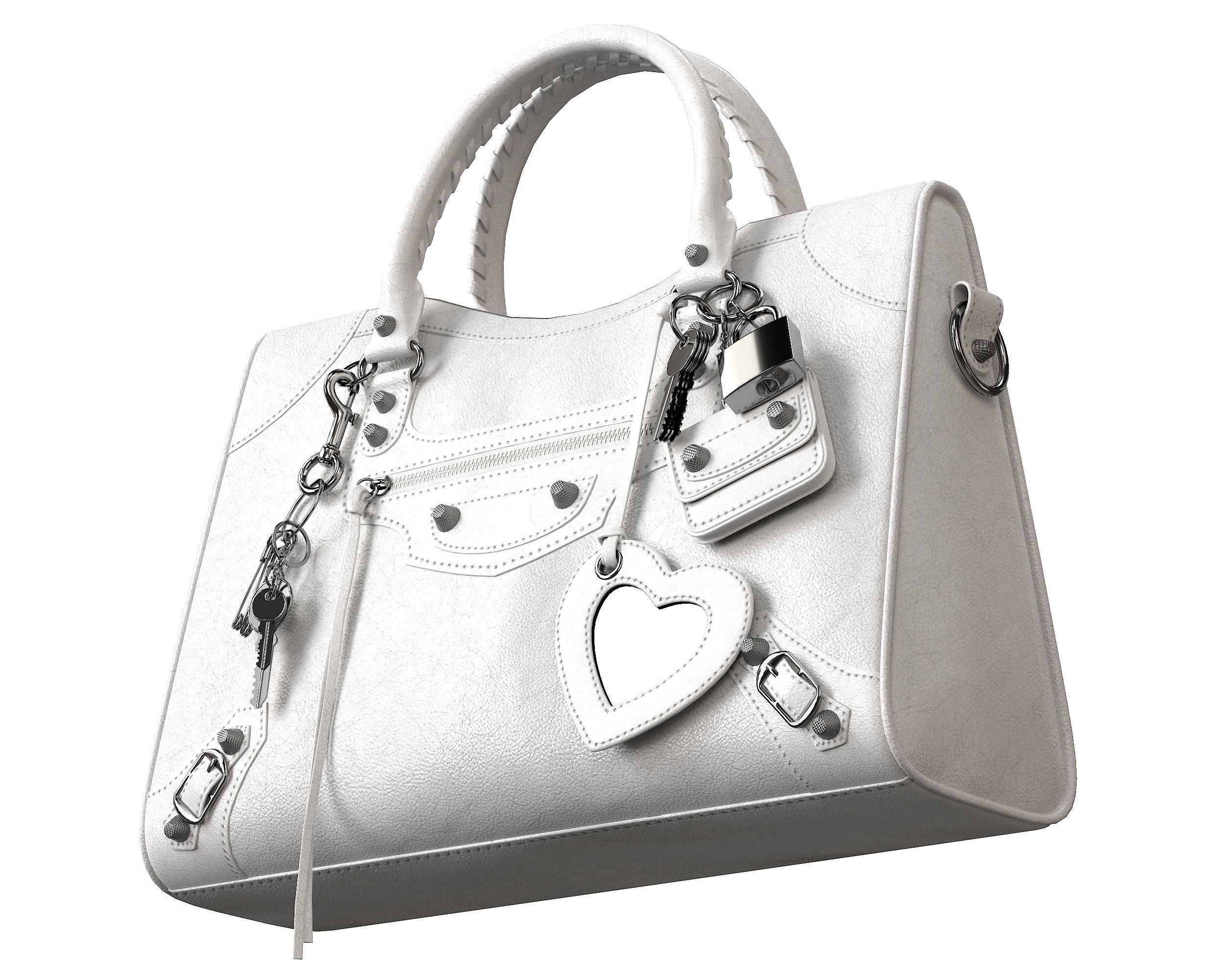 Balenciaga Le City Medium Bag White Low-poly 3D model_3