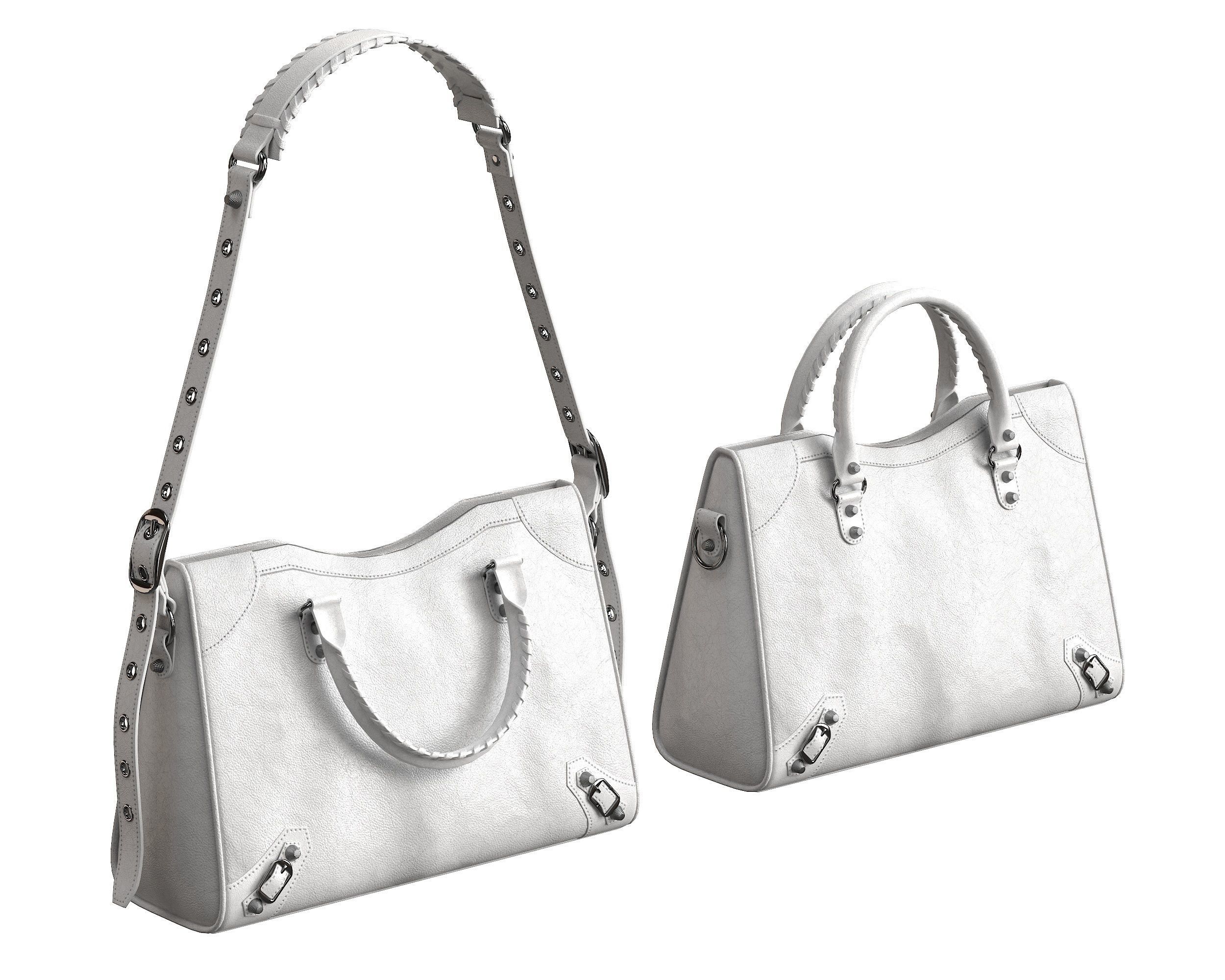 Balenciaga Le City Medium Bag White Low-poly 3D model_1