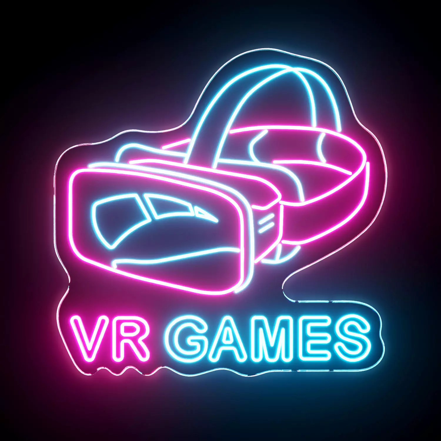 VR Games Neon Sign 3D model_0
