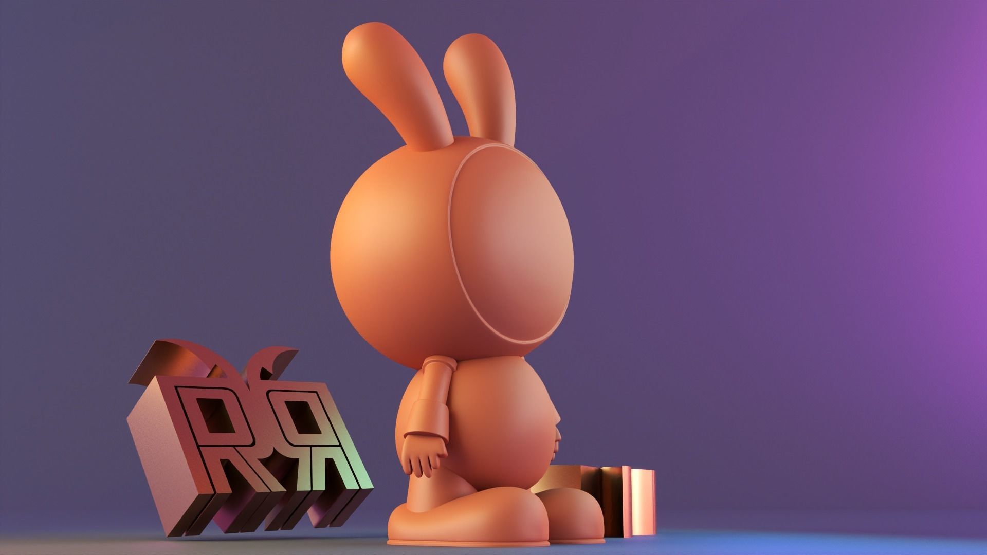 cute bunny astronaut 3D print model_2