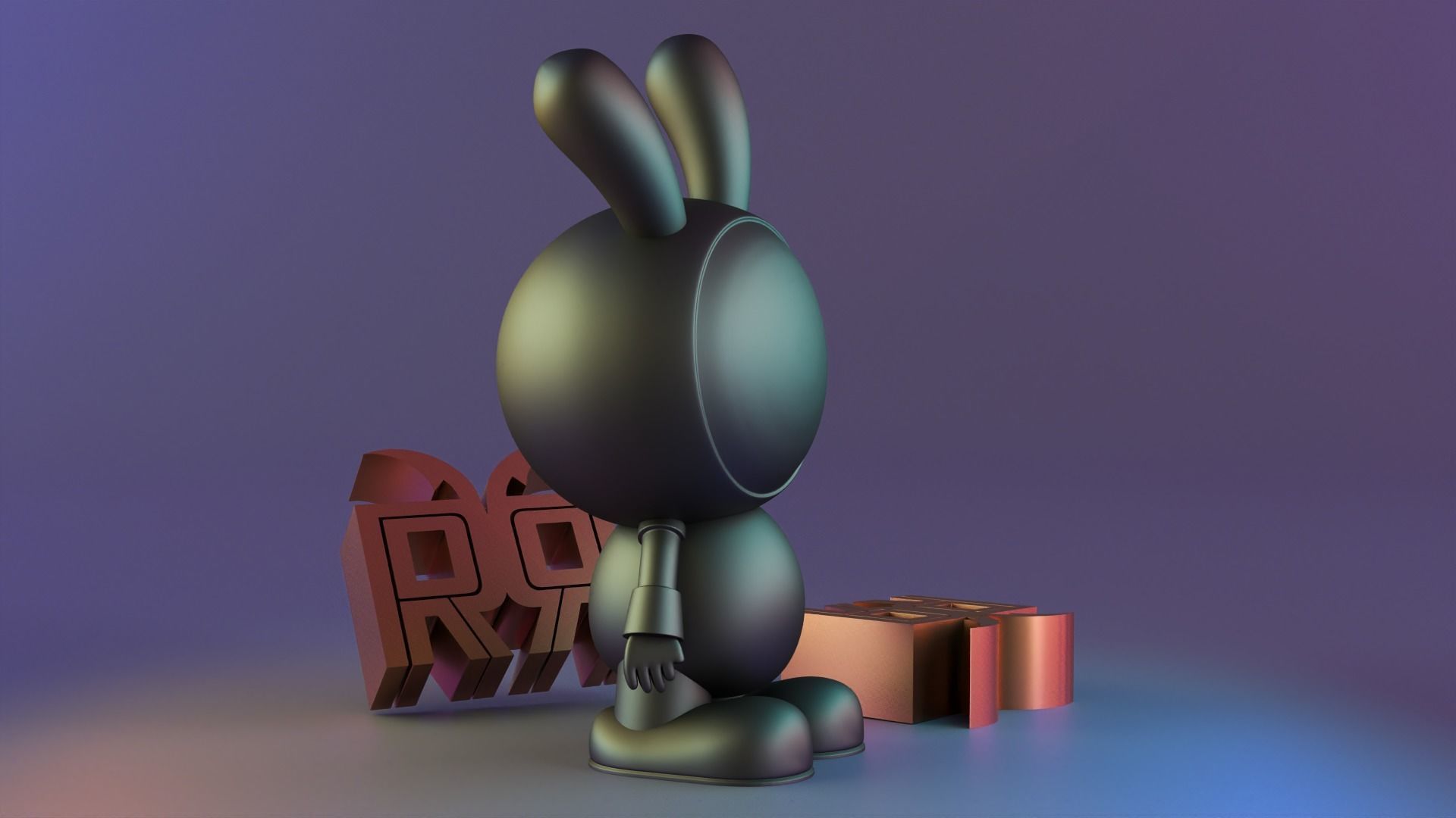 cute bunny astronaut 3D print model_8