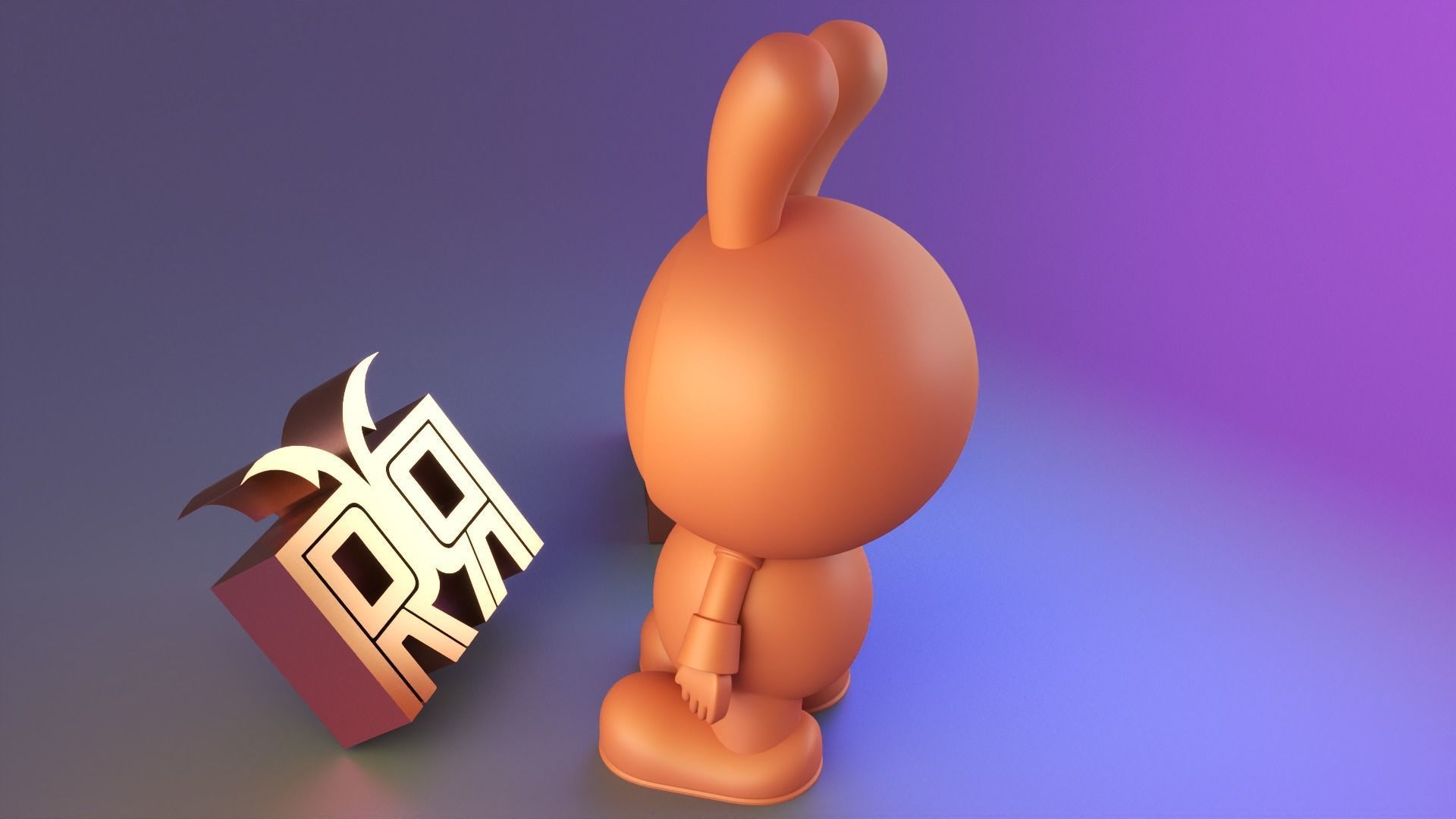 cute bunny astronaut 3D print model_5