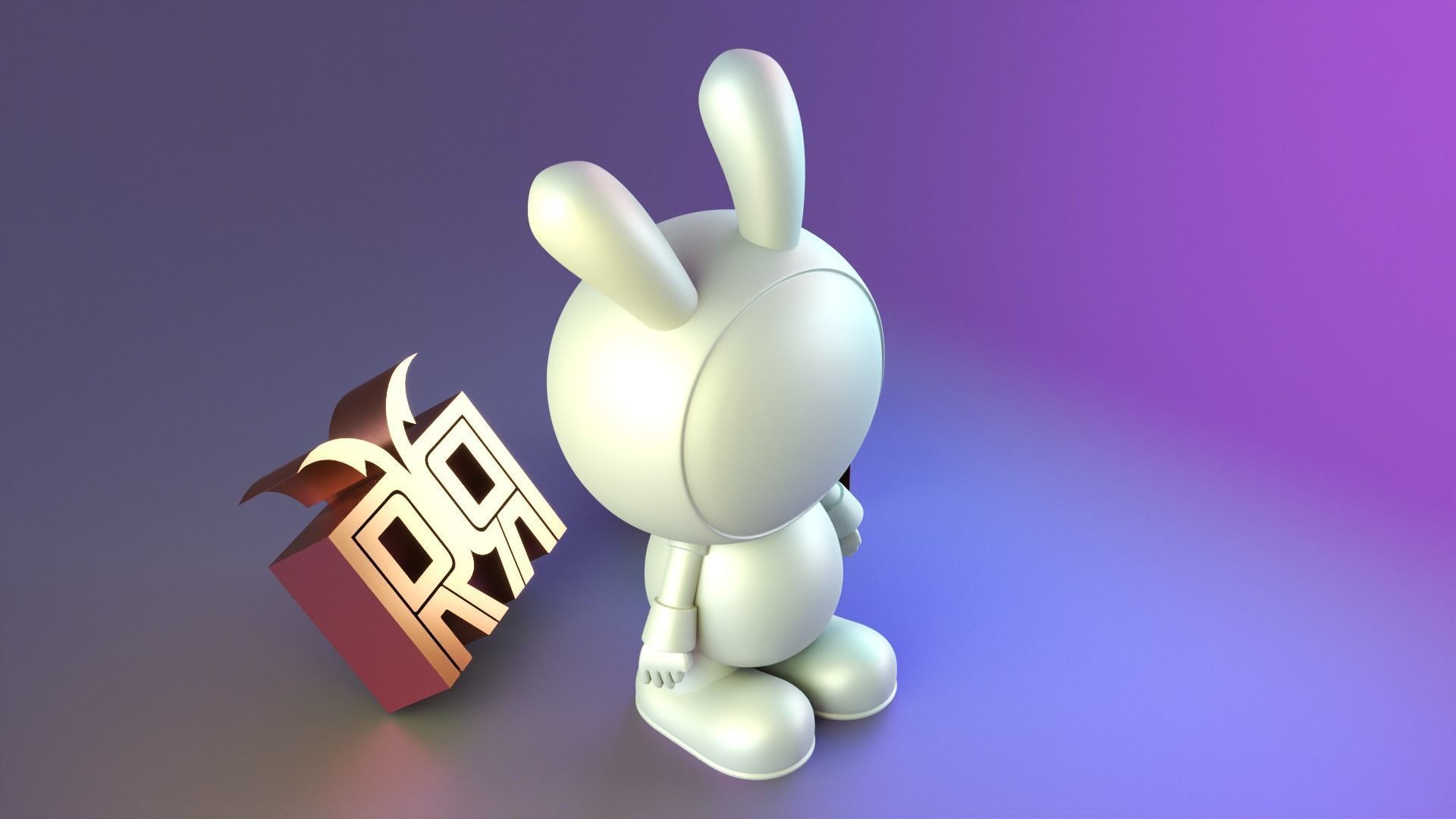 cute bunny astronaut 3D print model_4