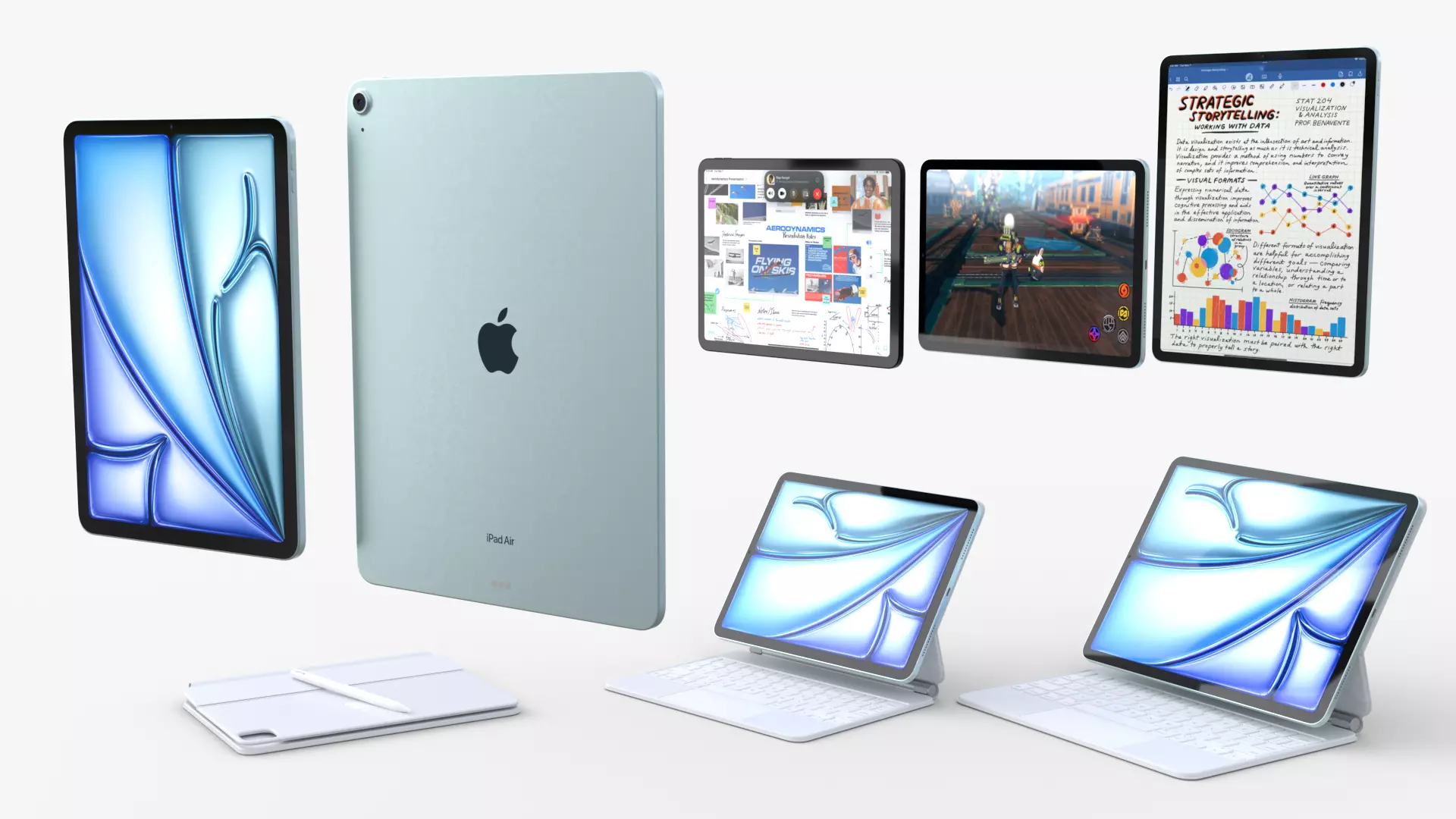 Apple iPad Air 2024 in Blue full Collection  3D model_0