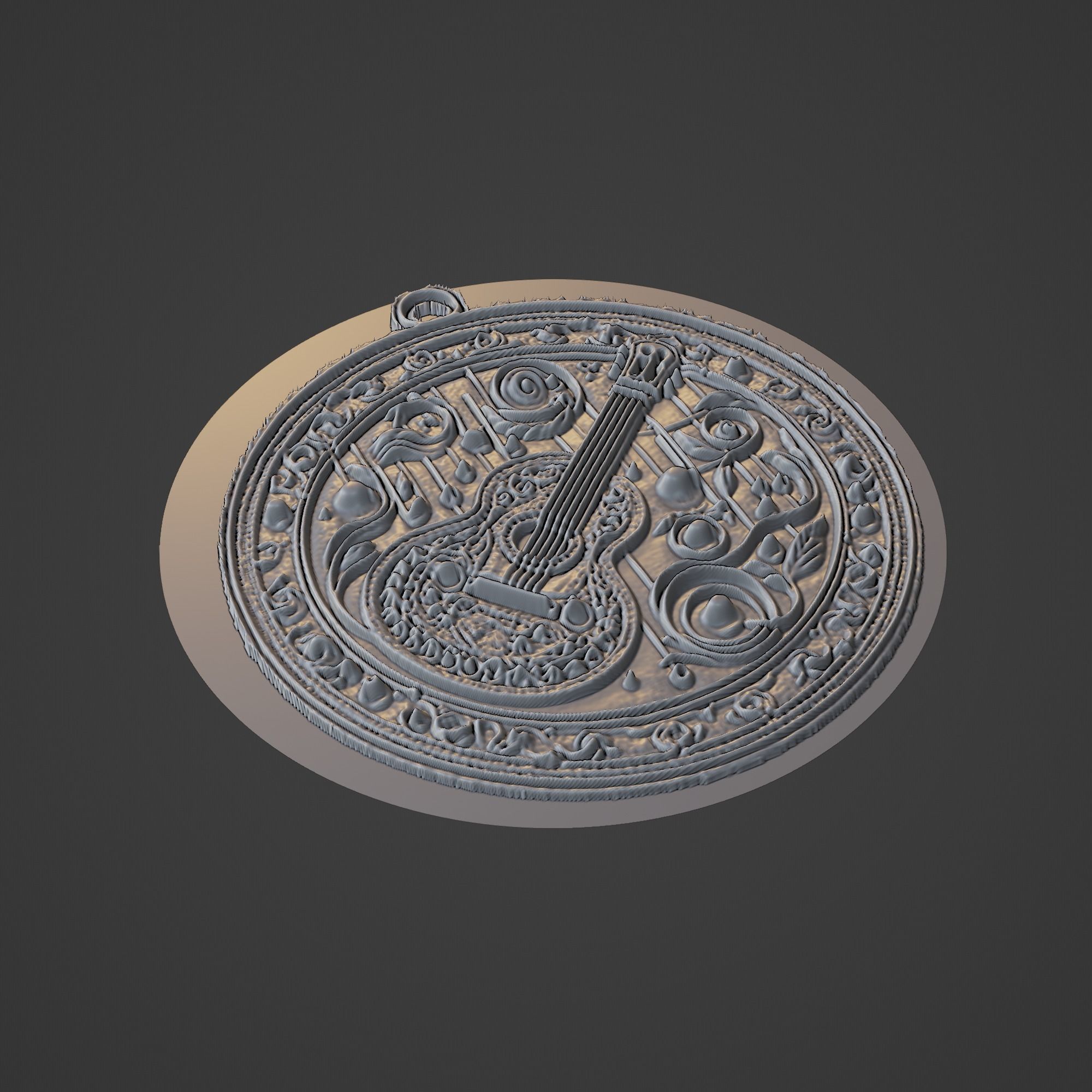 Musical Instrument Medallion 3D print model_1