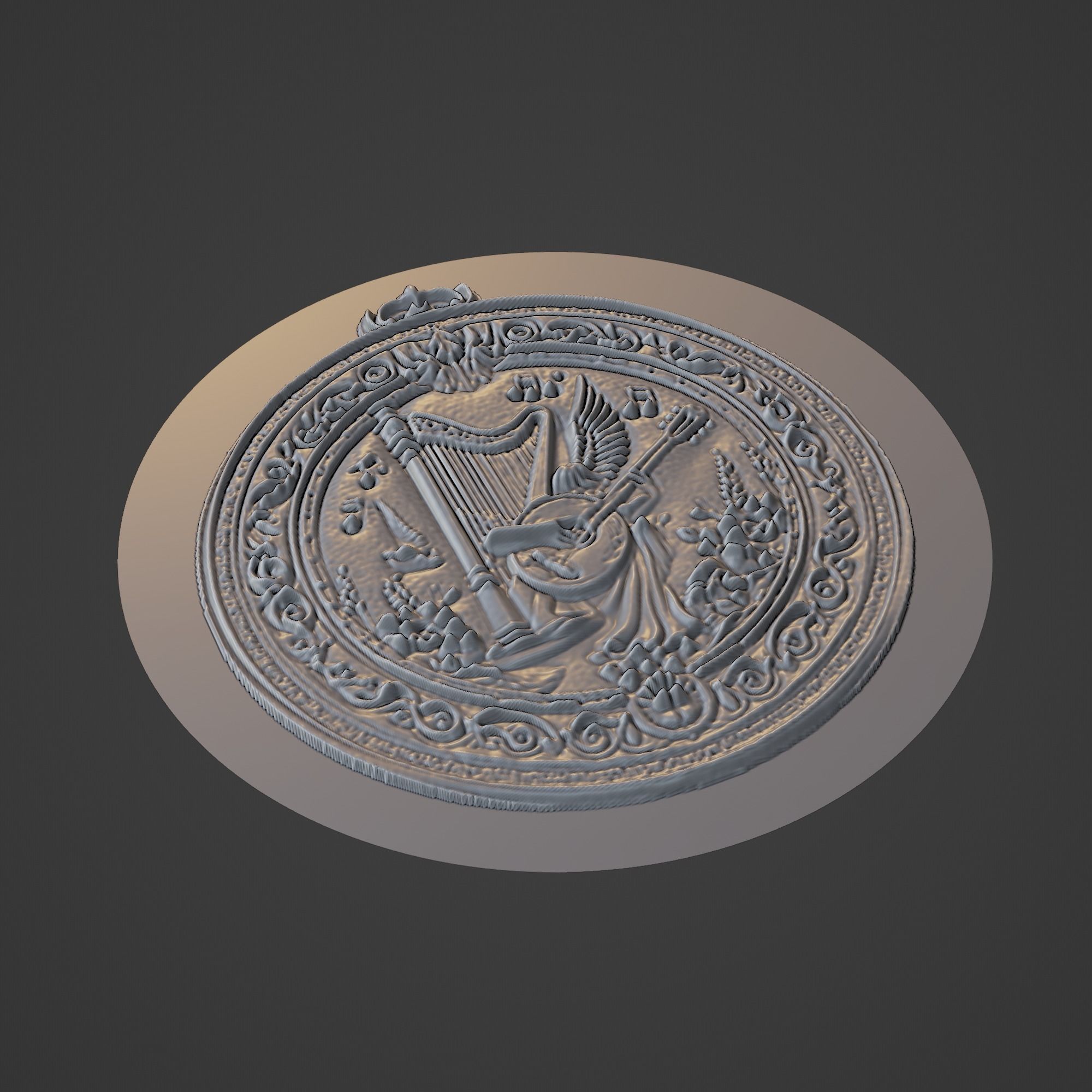 Musical Instrument Medallion 3D print model_1