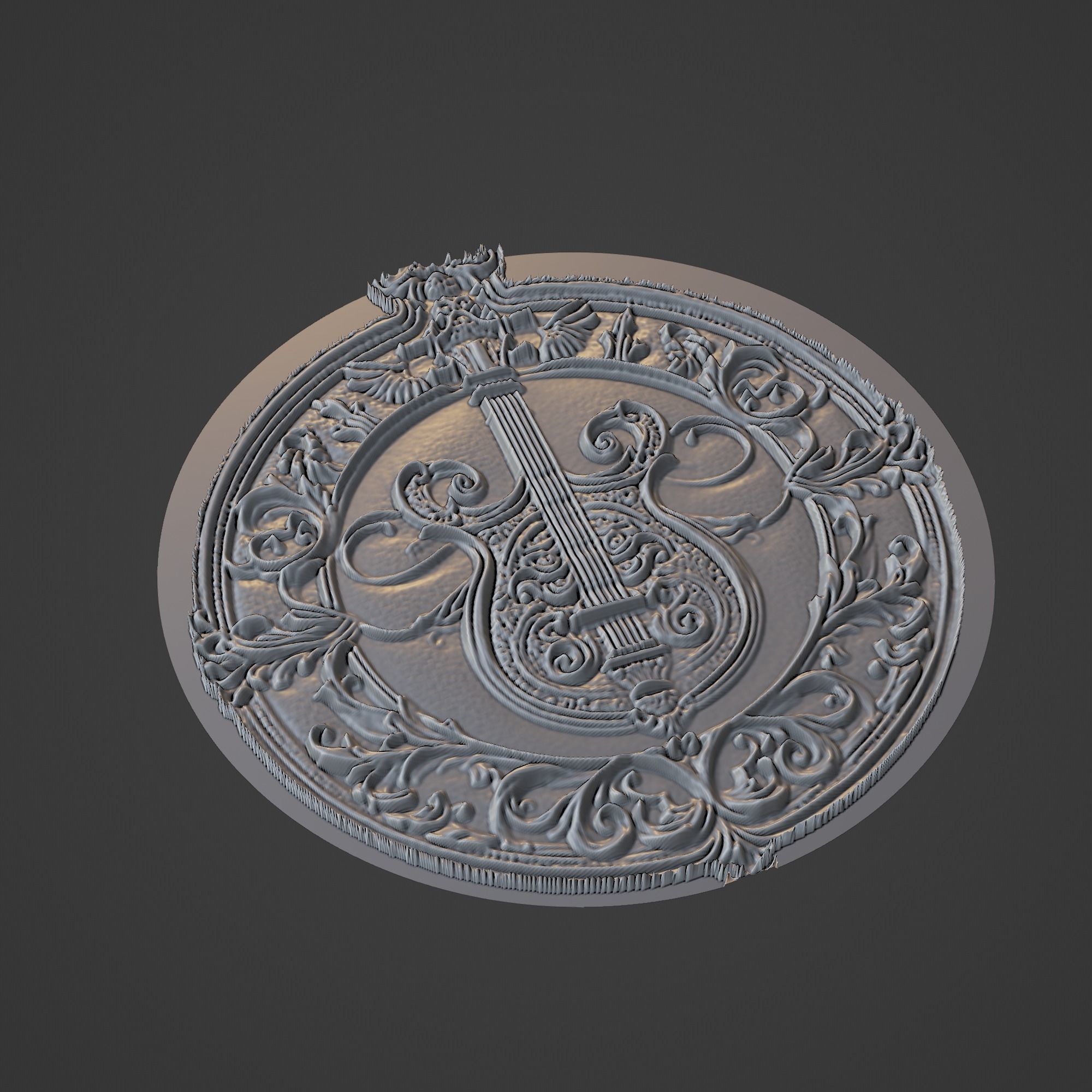 Musical Instrument Medallion 3D print model_1