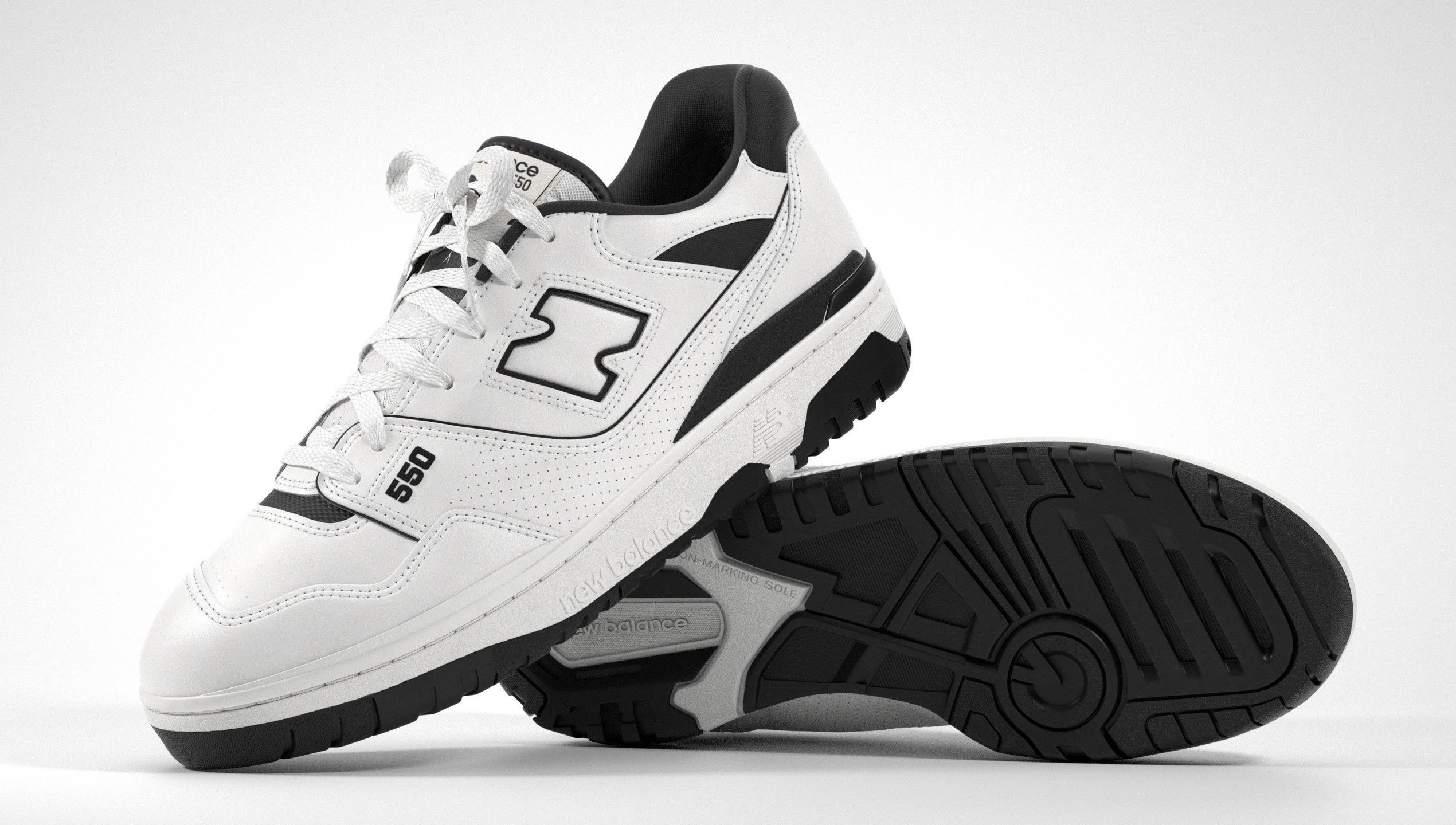 New Balance 550 Black White Shoe 3D model_25