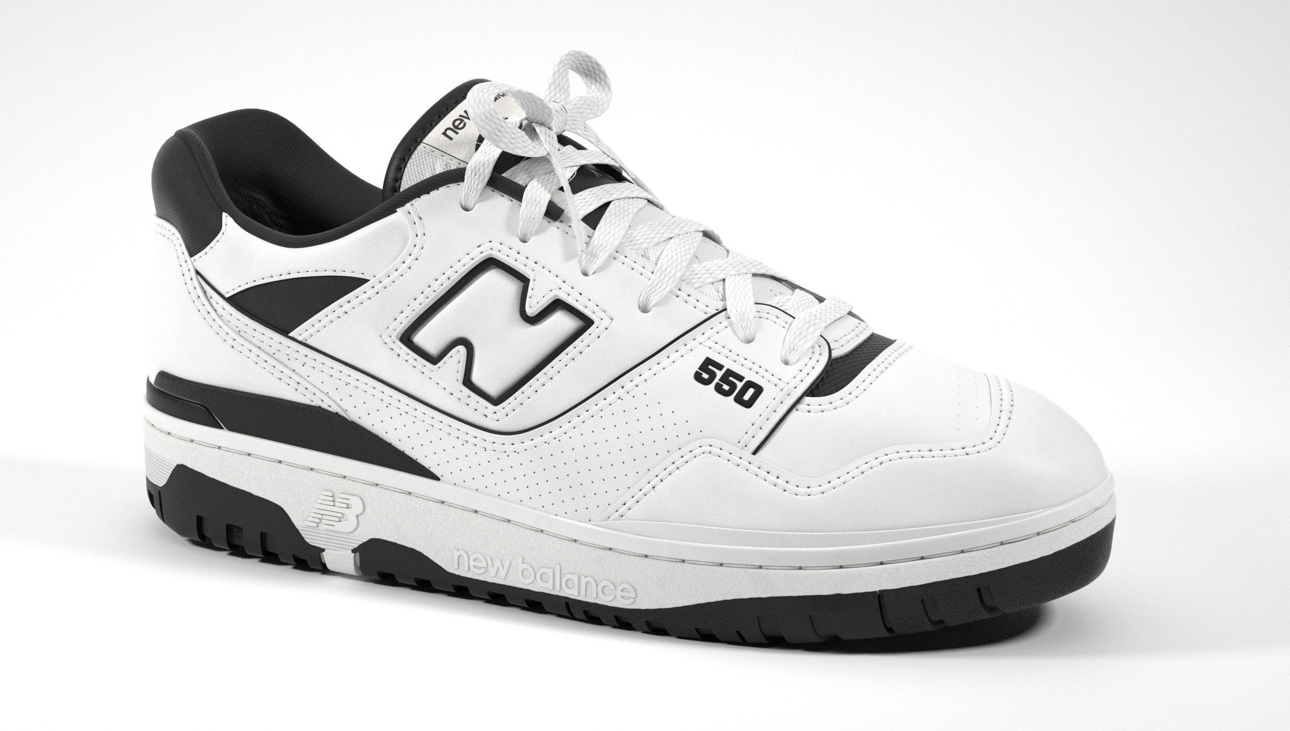 New Balance 550 Black White Shoe 3D model_28