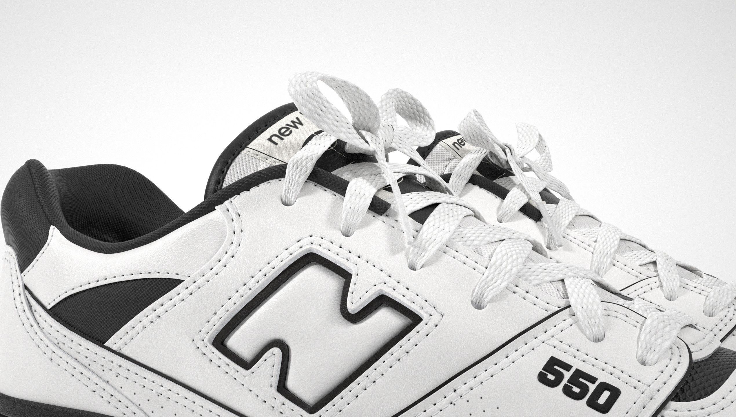 New Balance 550 Black White Shoe 3D model_22