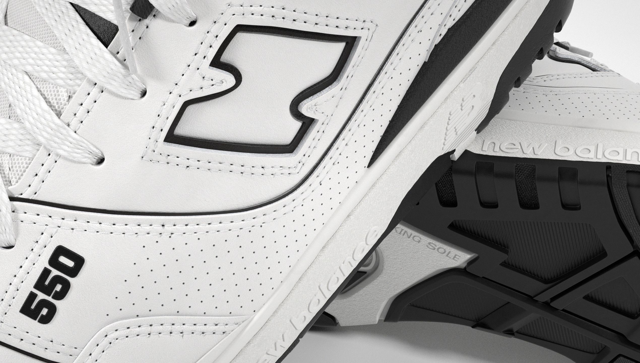 New Balance 550 Black White Shoe 3D model_29