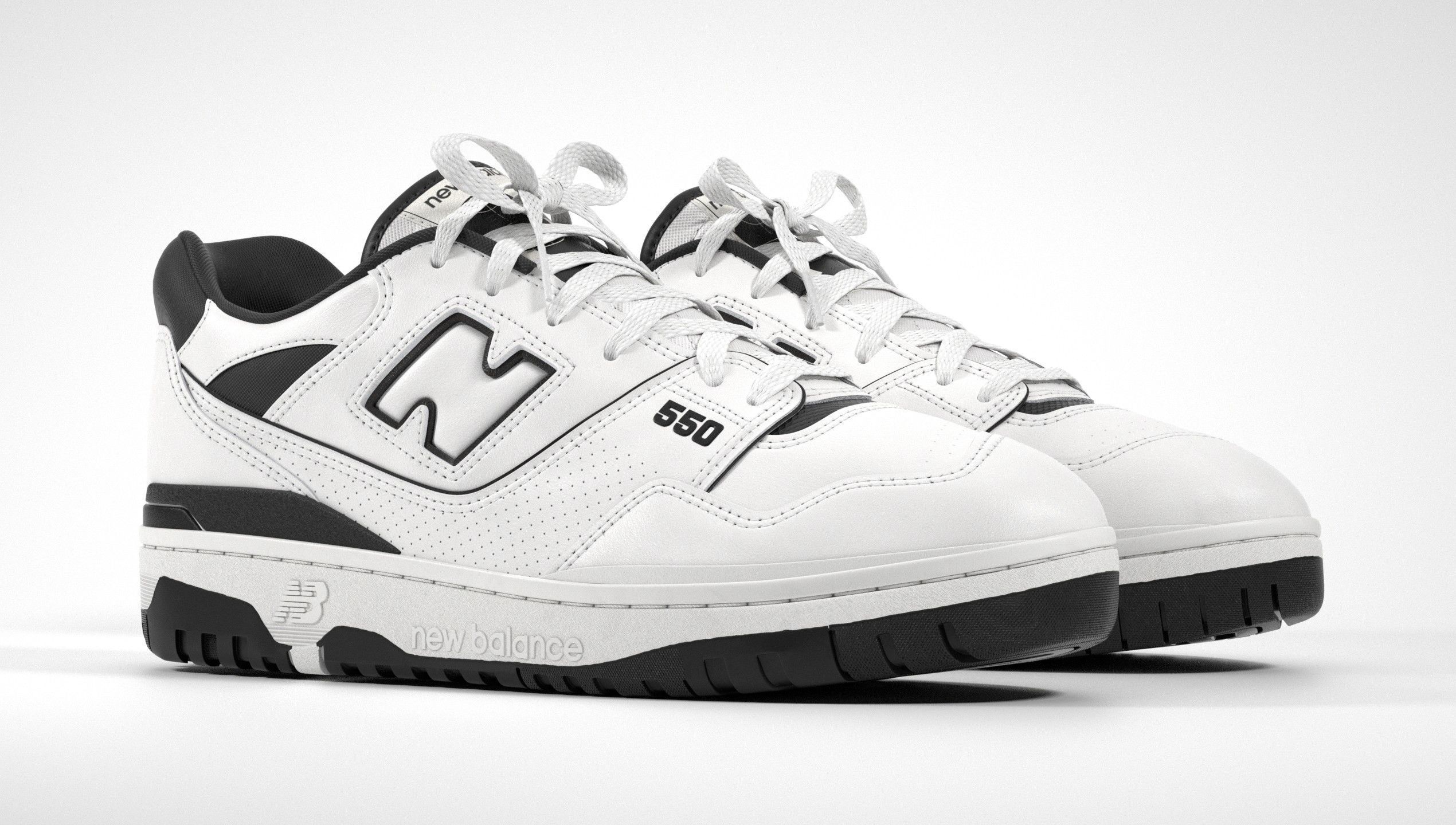 New Balance 550 Black White Shoe 3D model_27