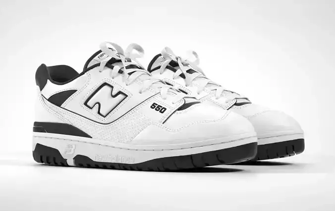 New Balance 550 Black White Shoe 3D model