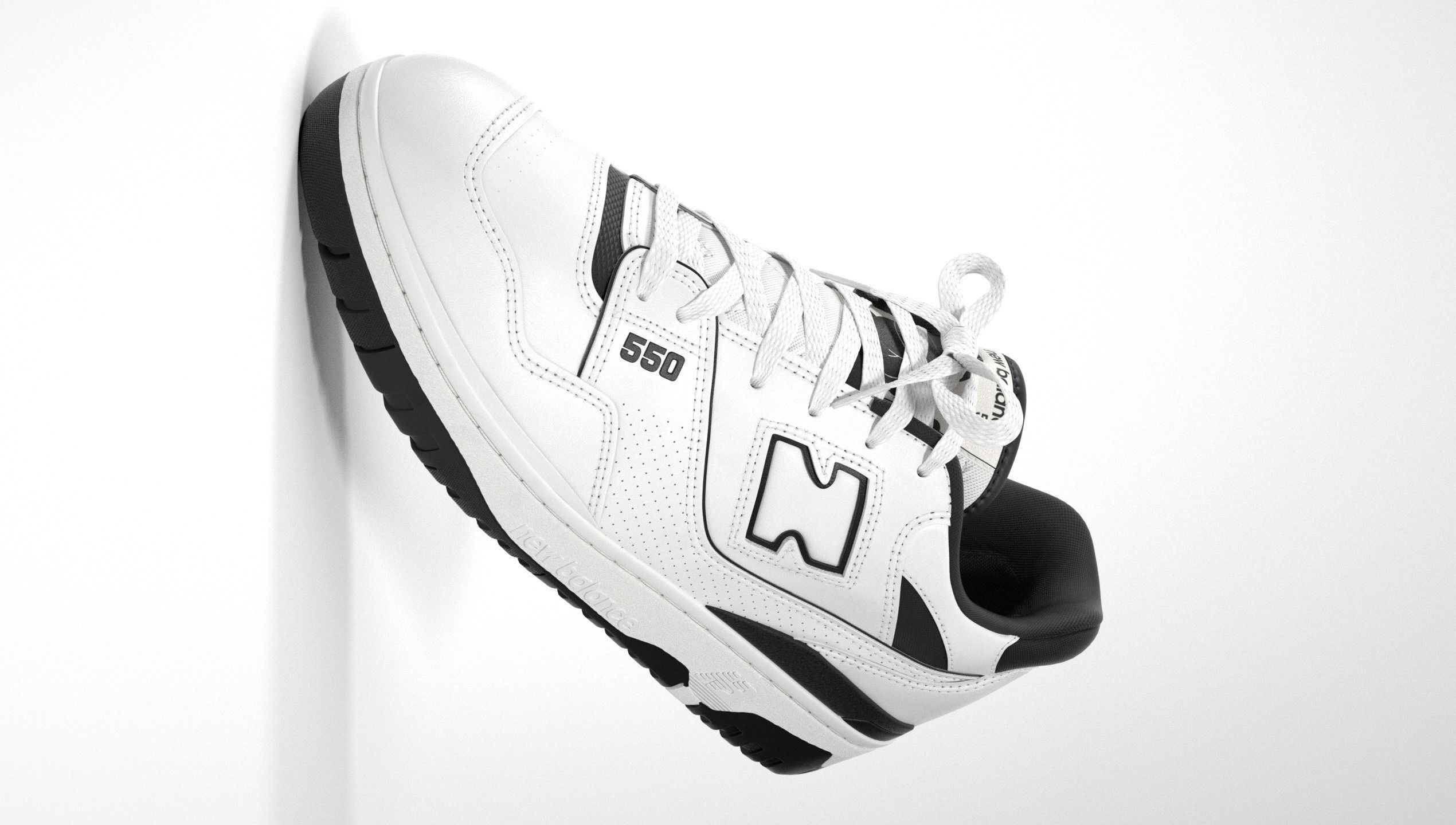 New Balance 550 Black White Shoe 3D model_30