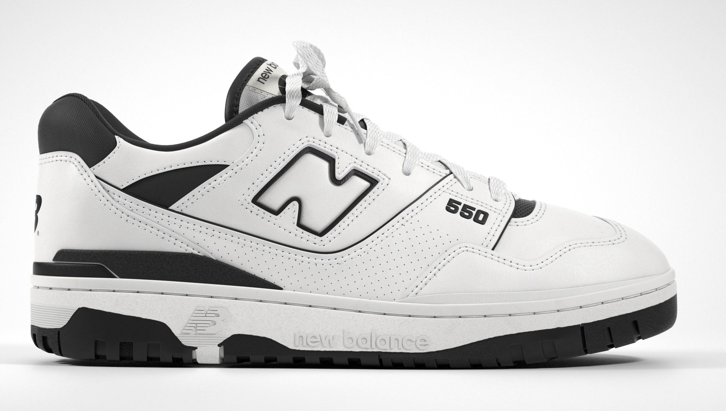 New Balance 550 Black White Shoe 3D model_20