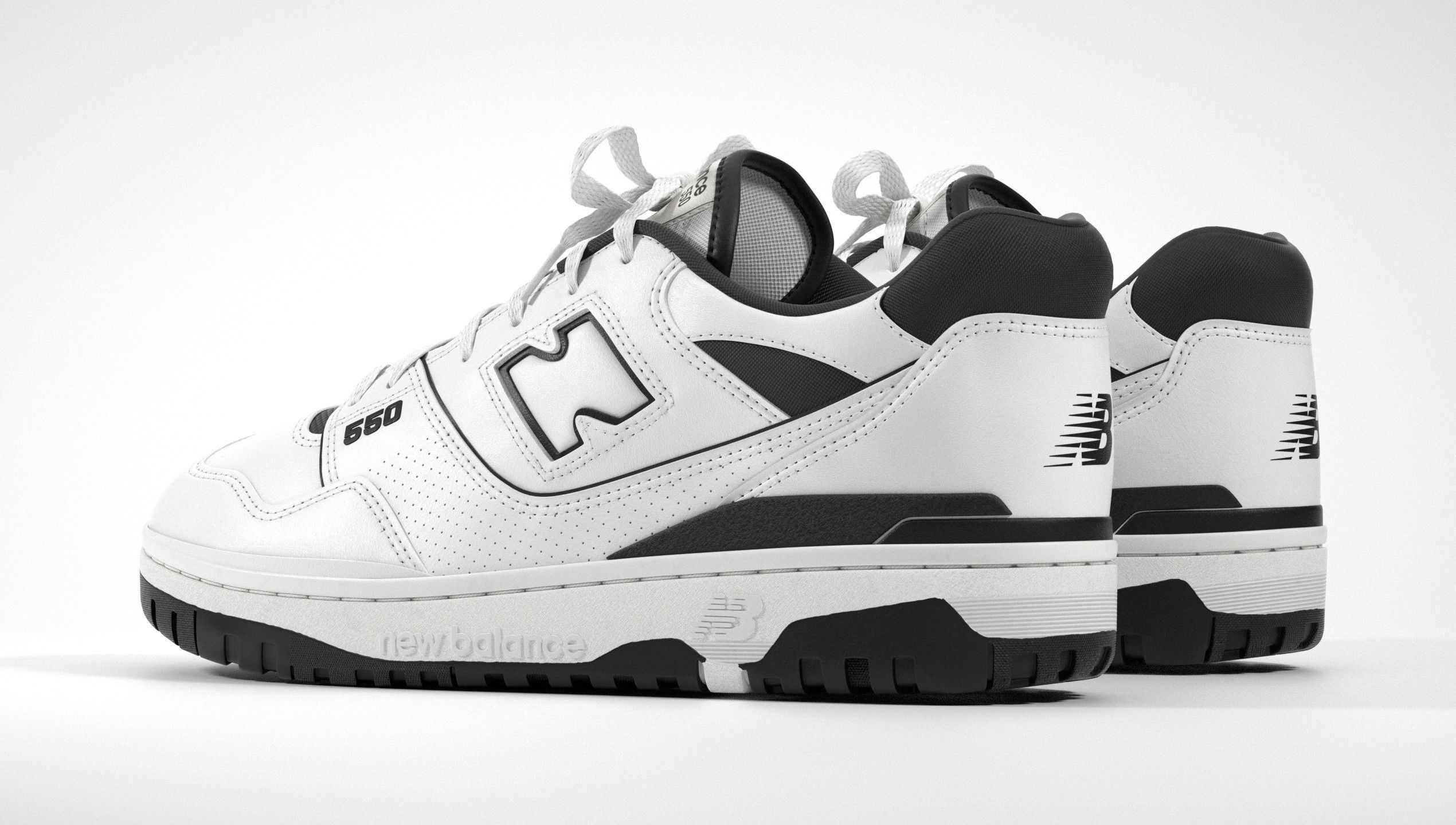 New Balance 550 Black White Shoe 3D model_23