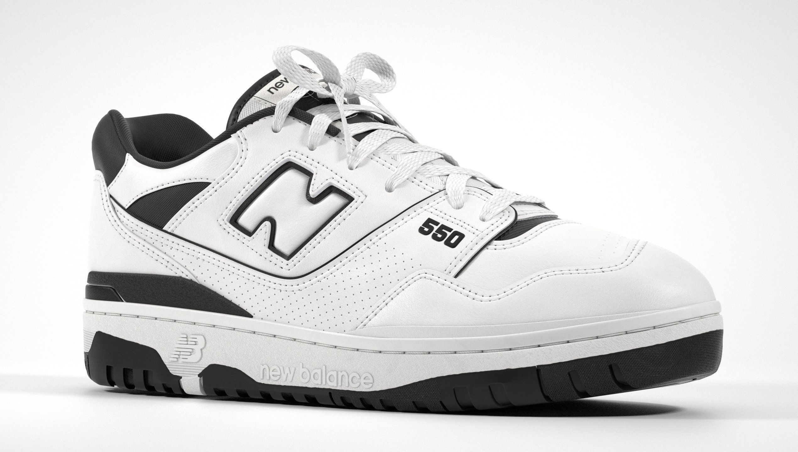 New Balance 550 Black White Shoe 3D model_9