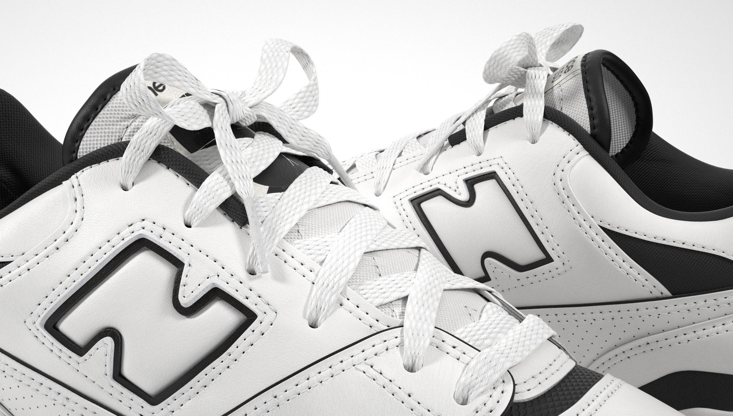 New Balance 550 Black White Shoe 3D model_12
