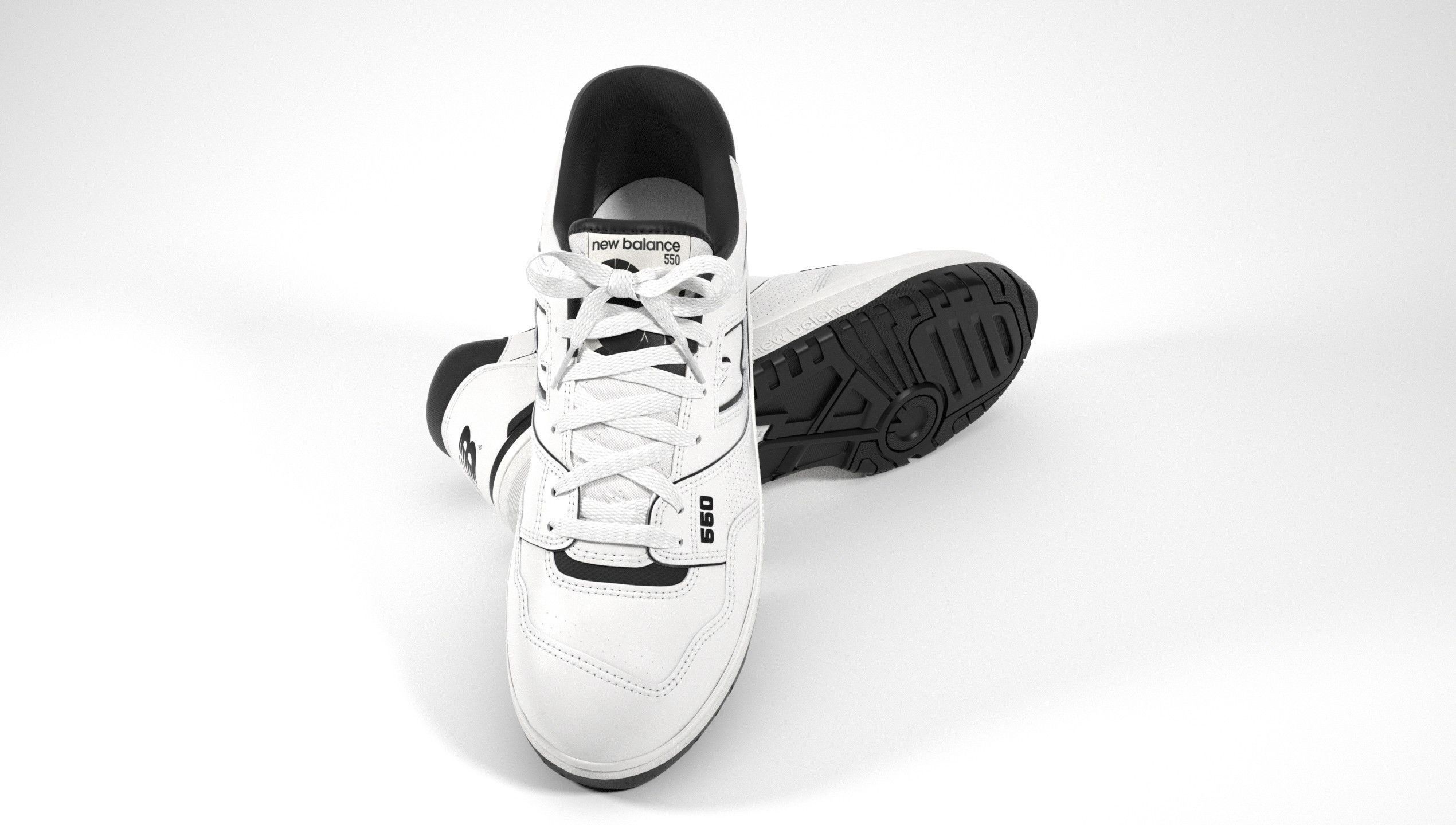 New Balance 550 Black White Shoe 3D model_26
