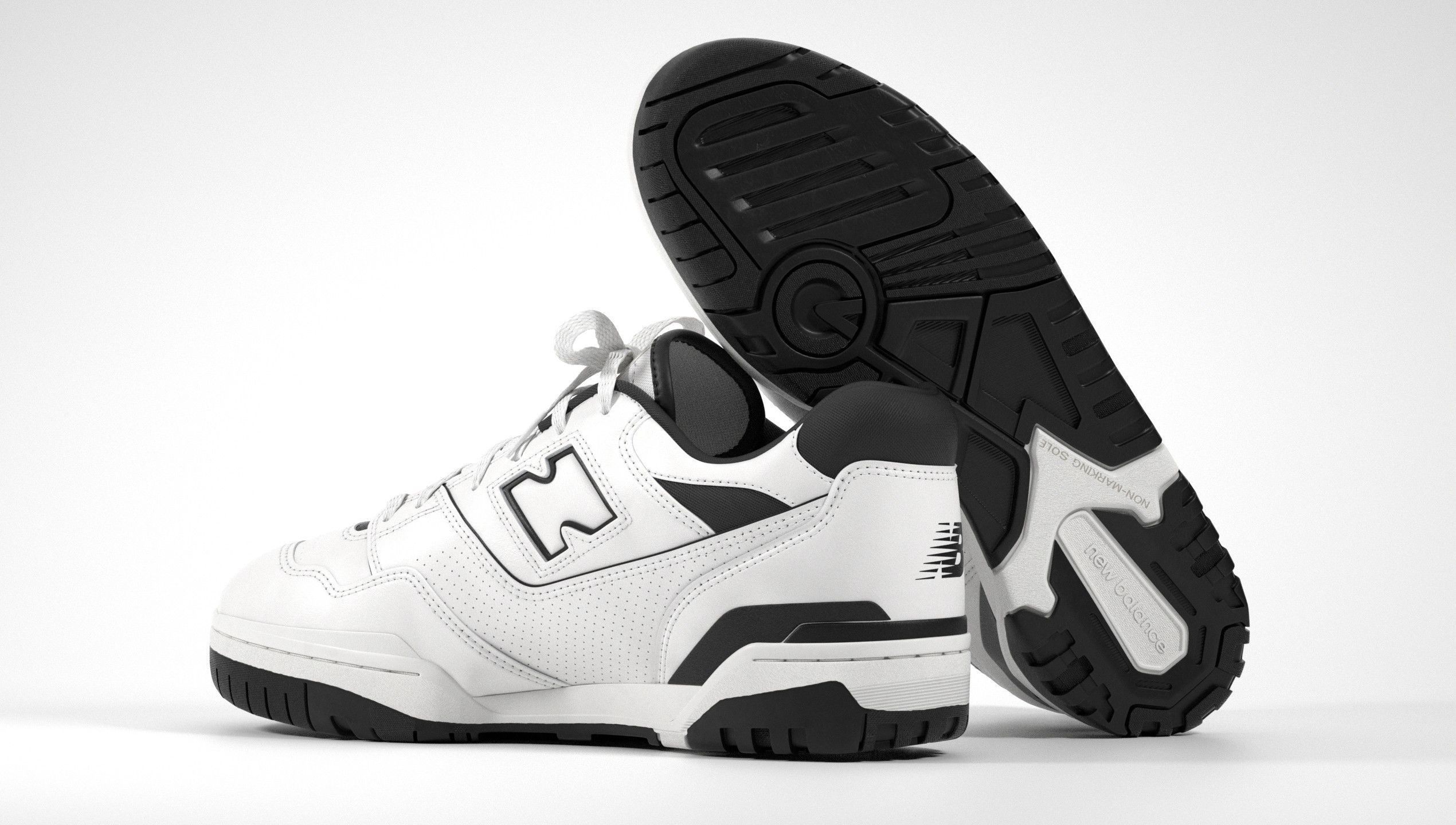 New Balance 550 Black White Shoe 3D model_24