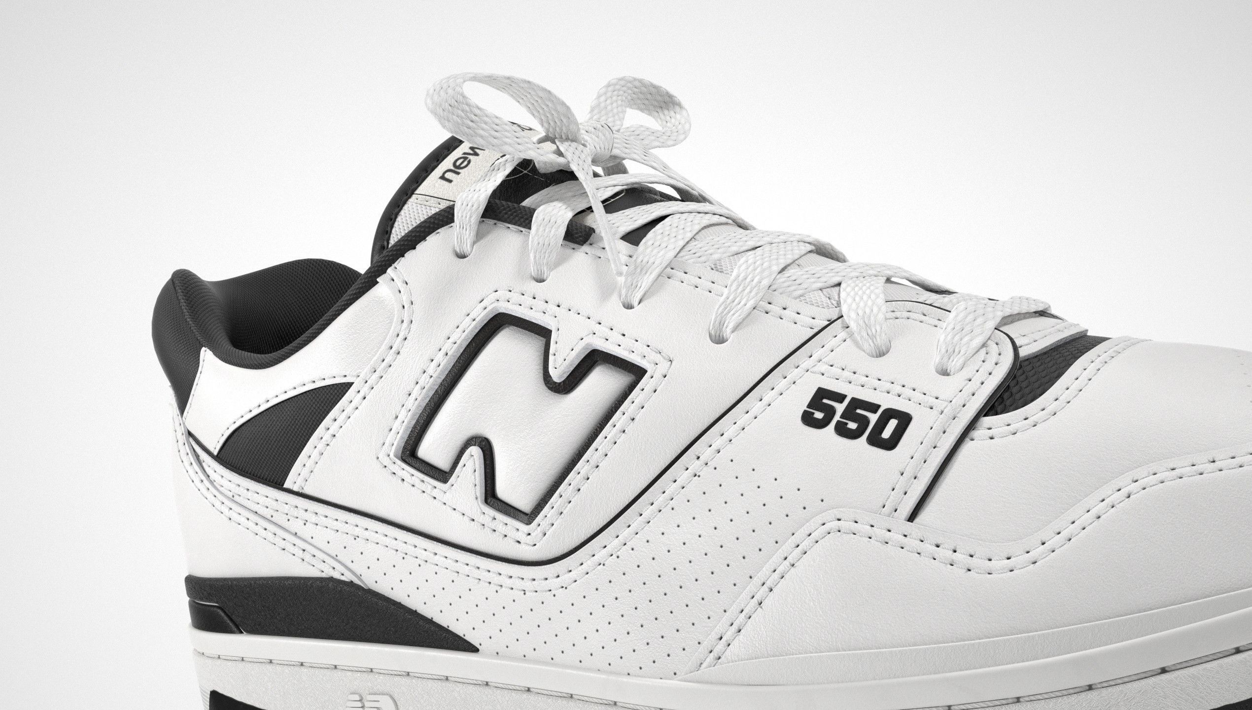 New Balance 550 Black White Shoe 3D model_19