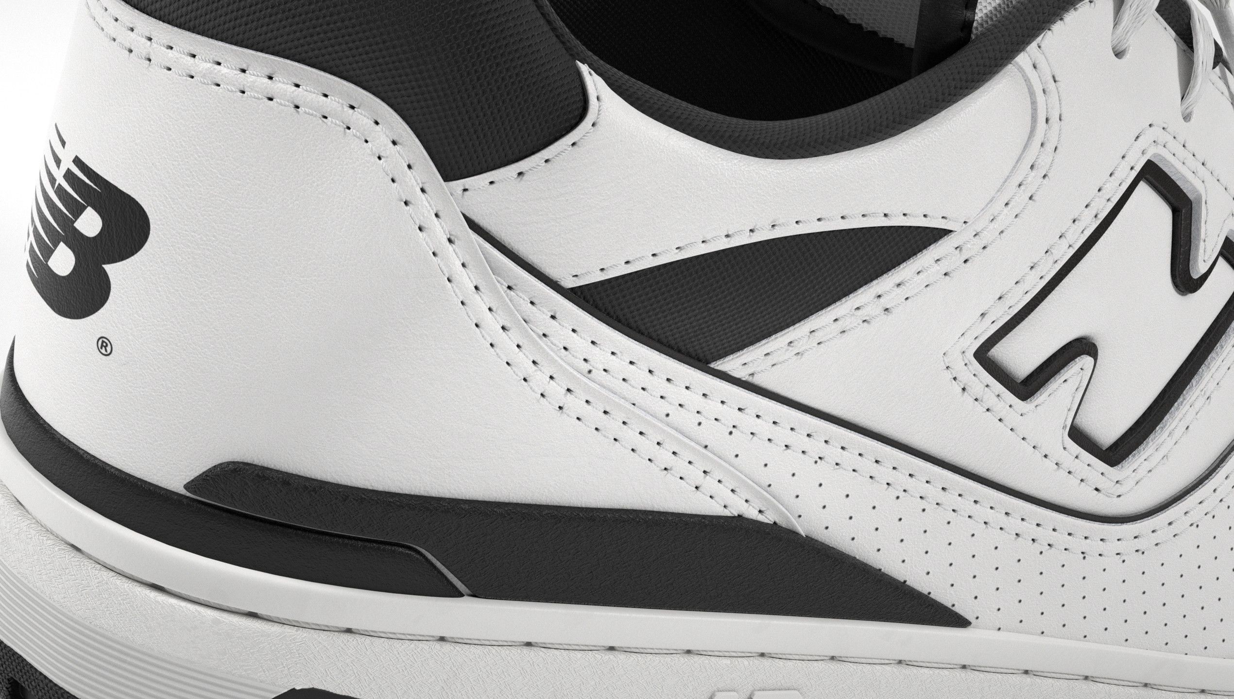 New Balance 550 Black White Shoe 3D model_3