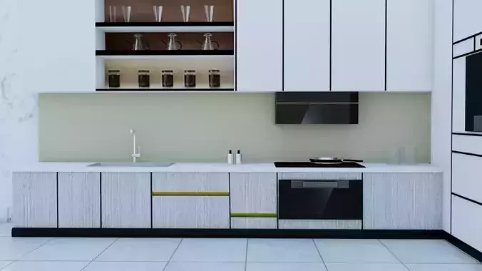 3D Kitchen L Shape 3D model