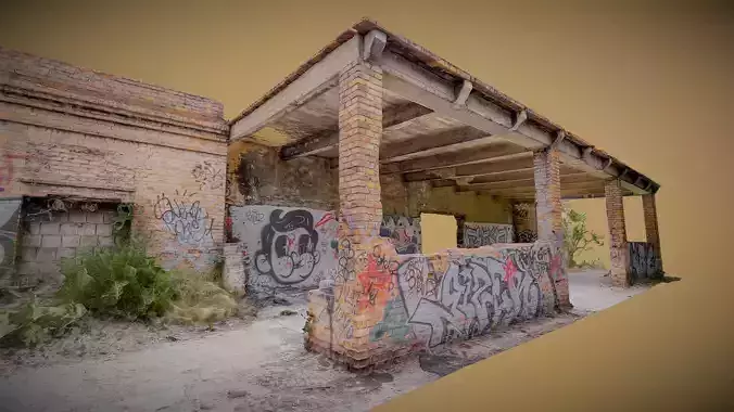 Front entrance to abandoned factory 3D model