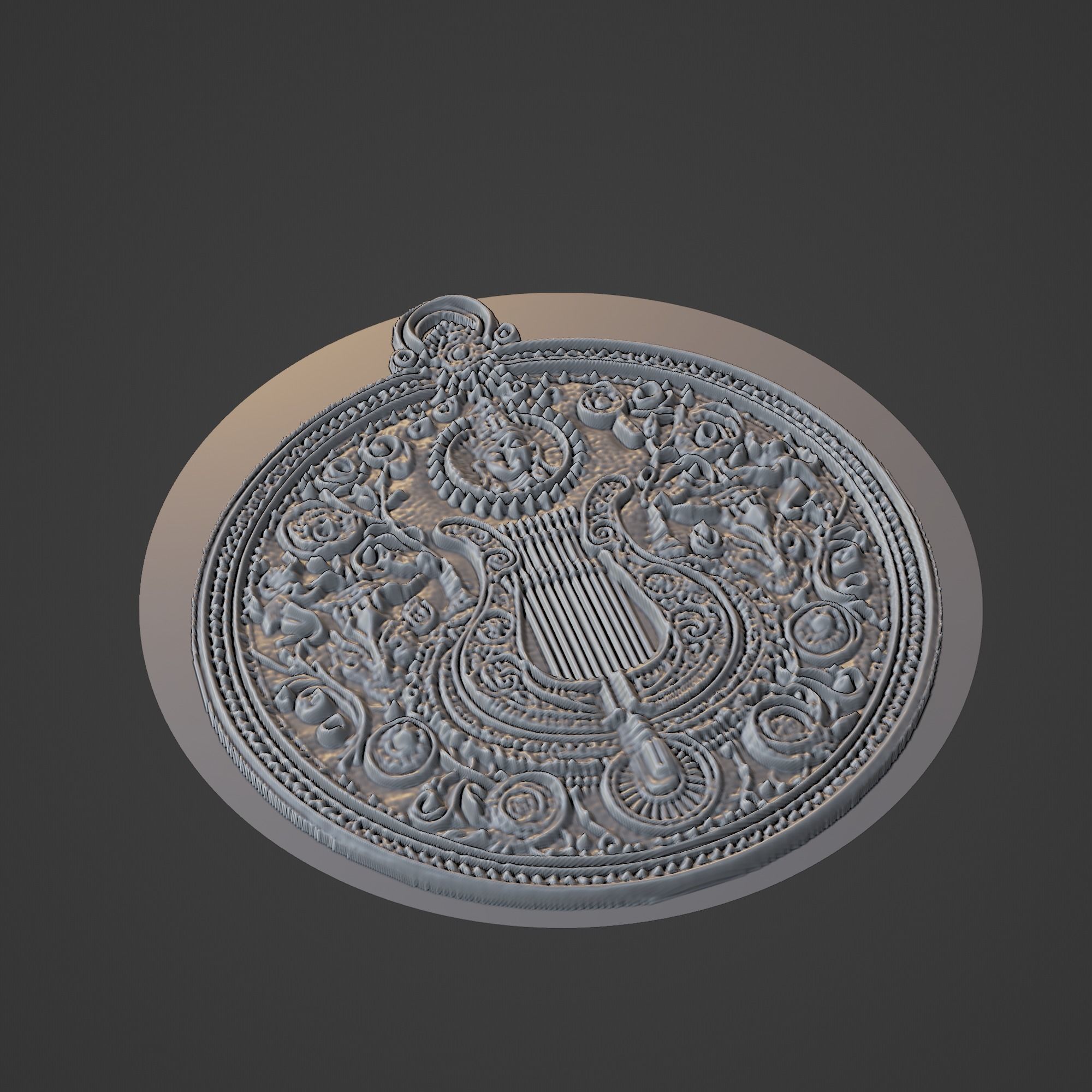 Musical Instrument Medallion 3D print model_1