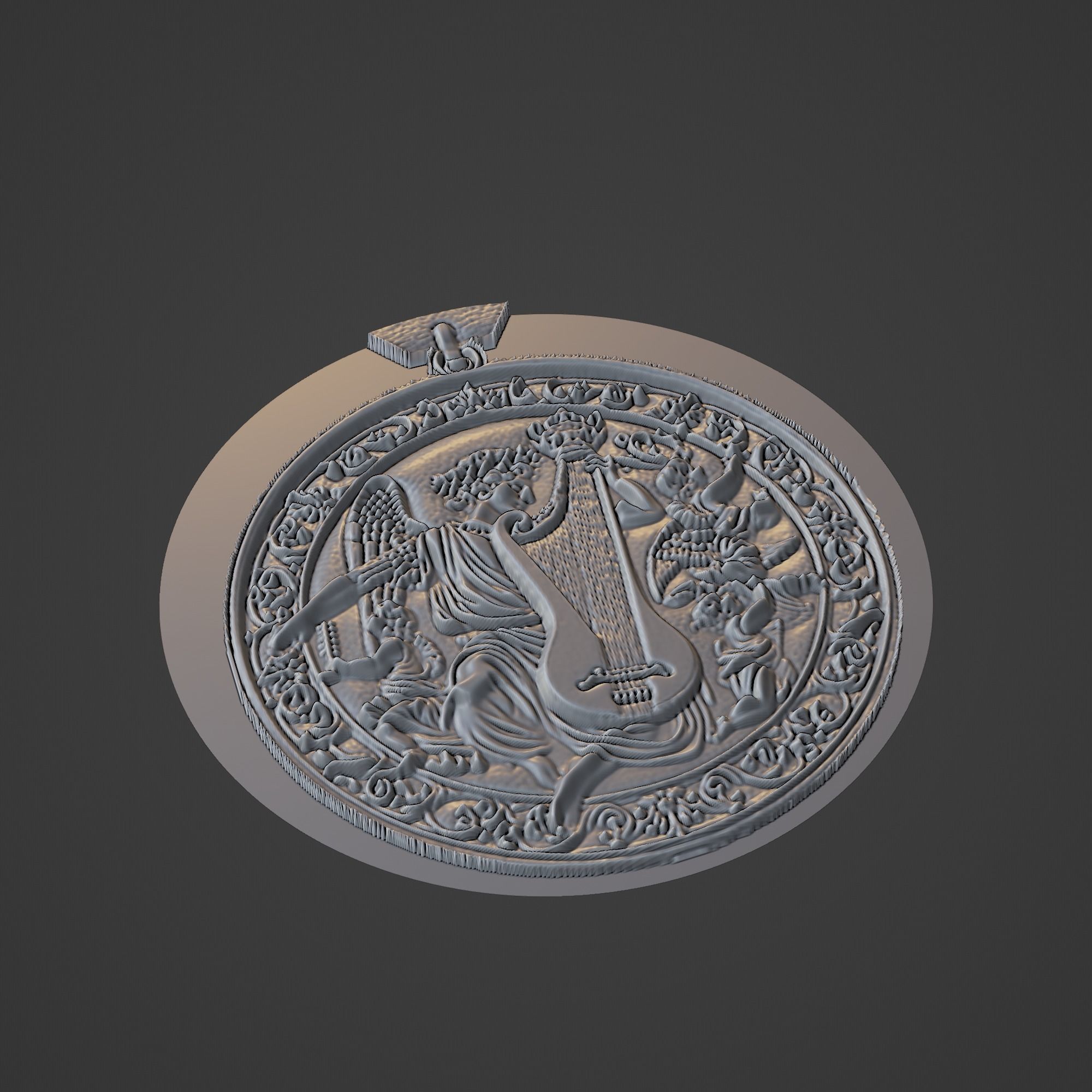 Musical Instrument Medallion 3D print model_1