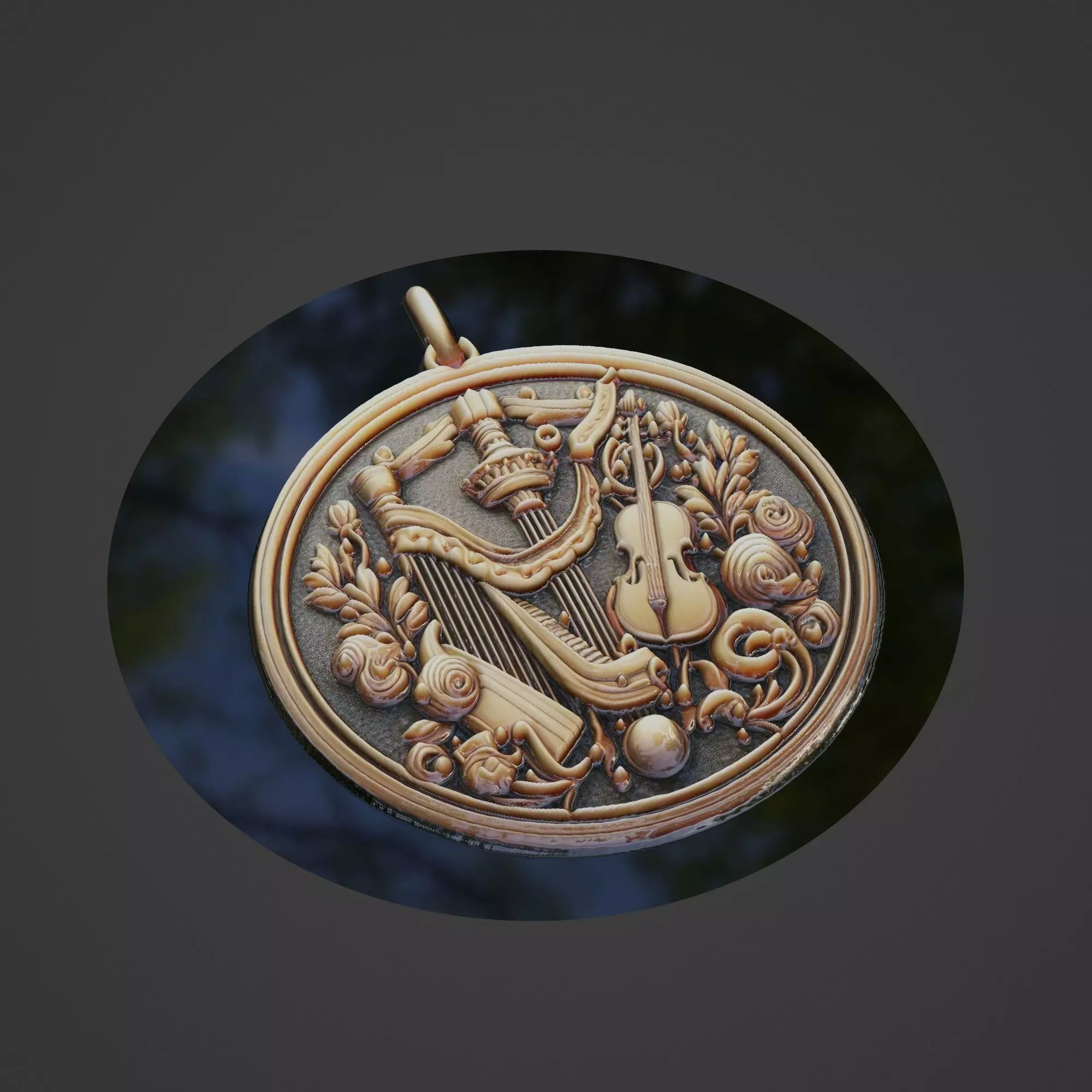 Musical Instrument Medallion 3D print model_0