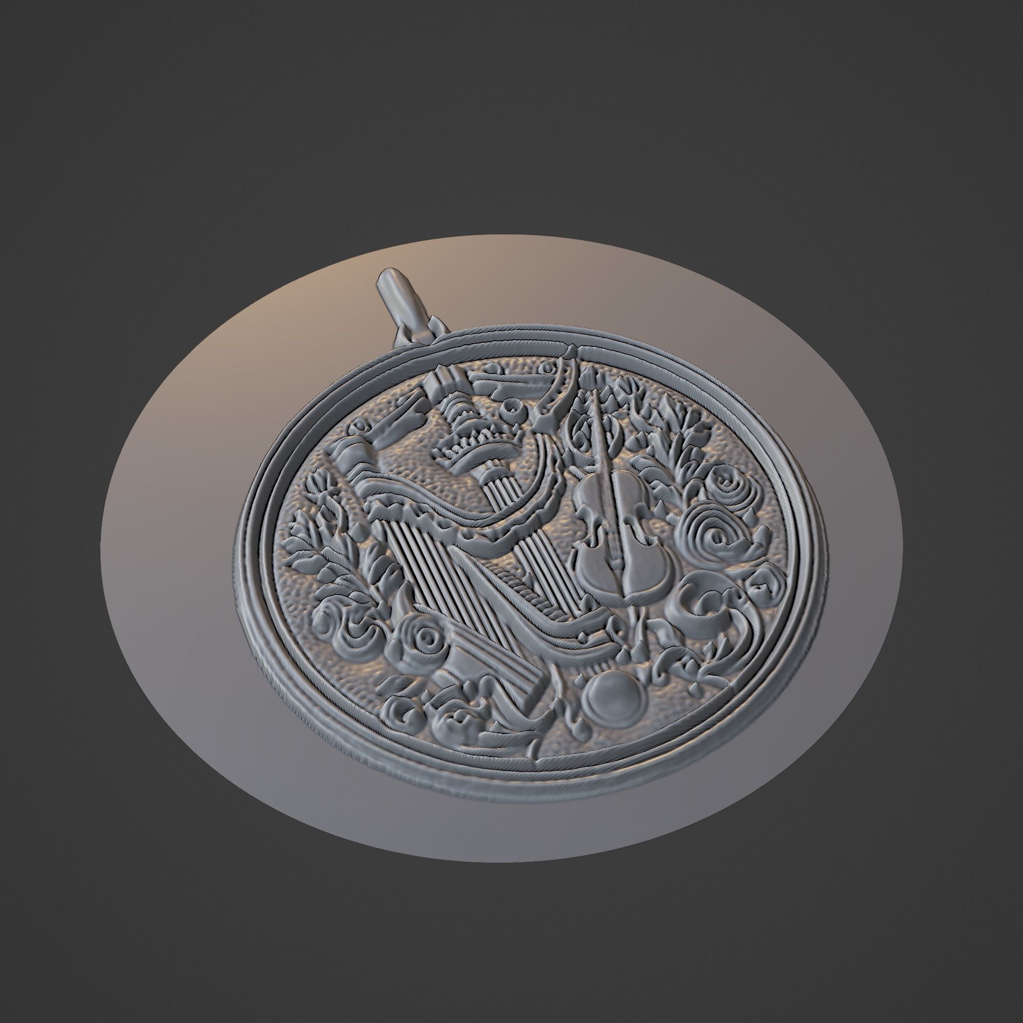 Musical Instrument Medallion 3D print model_1