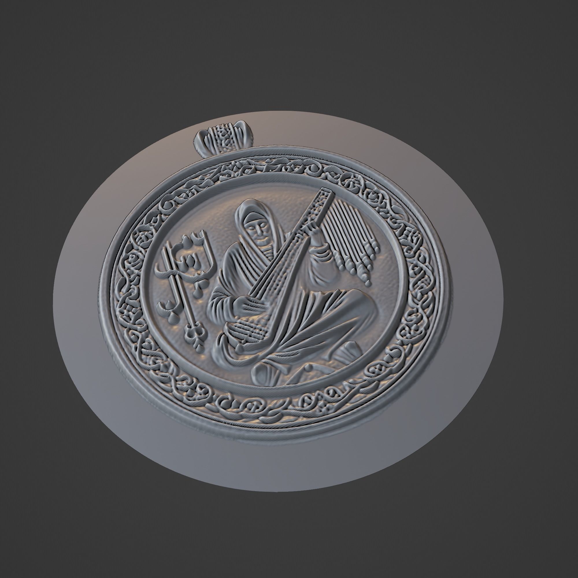Musical Instrument Medallion 3D print model_1