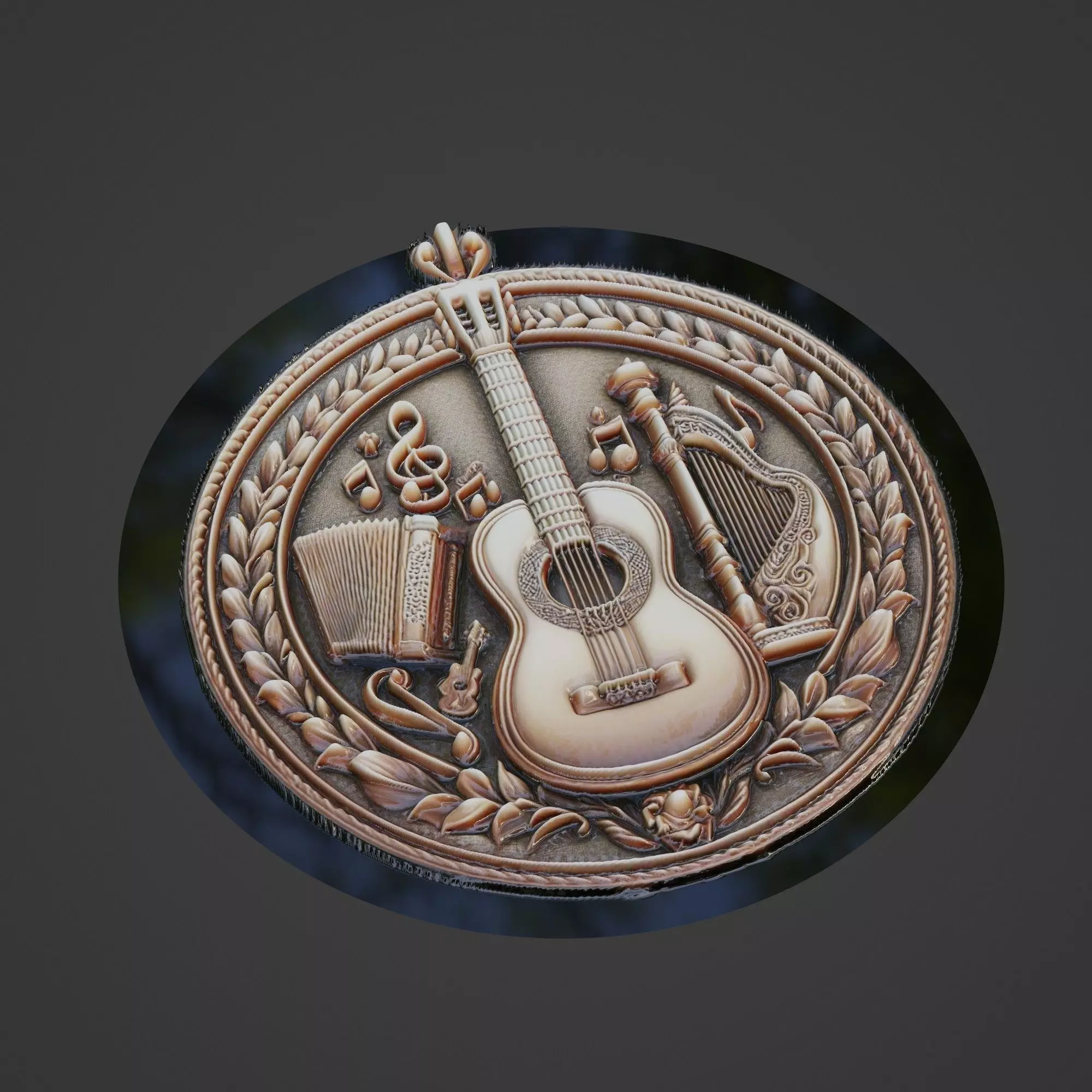 Musical Instrument Medallion 3D print model_0