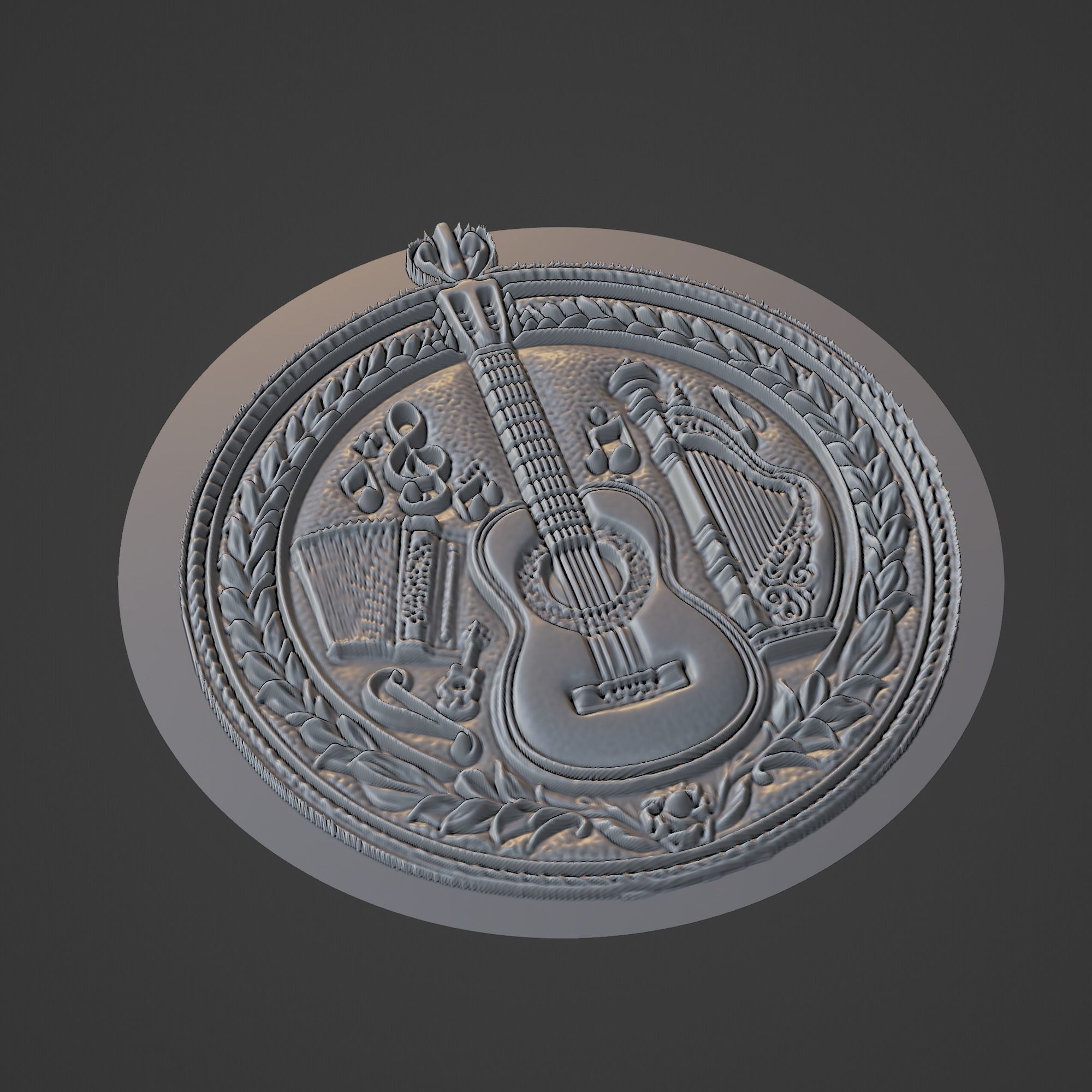 Musical Instrument Medallion 3D print model_1