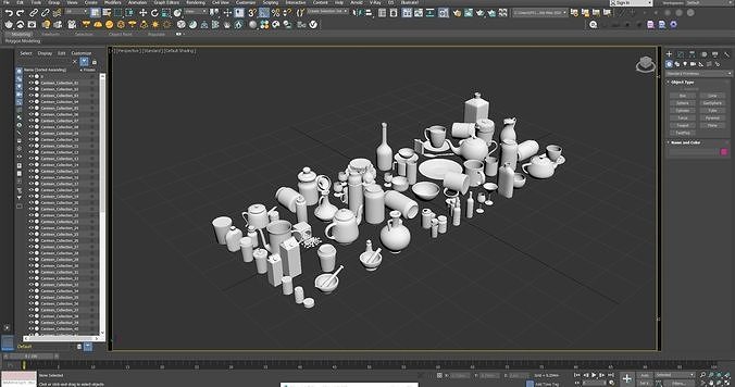70 Basemesh canteen collection Low-poly 3D model 7