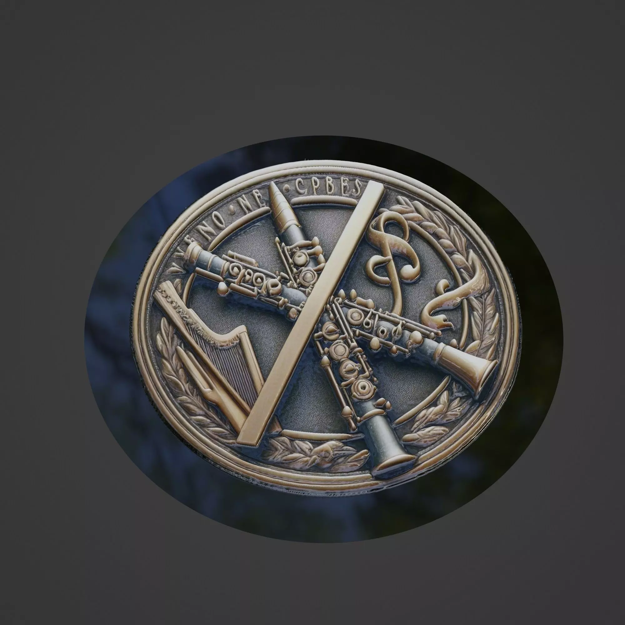 Musical Instrument Medallion 3D print model_0