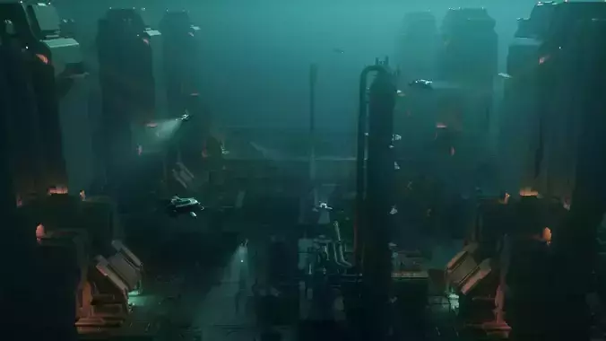 Underwater Sci-Fi Facility Scene 3D model