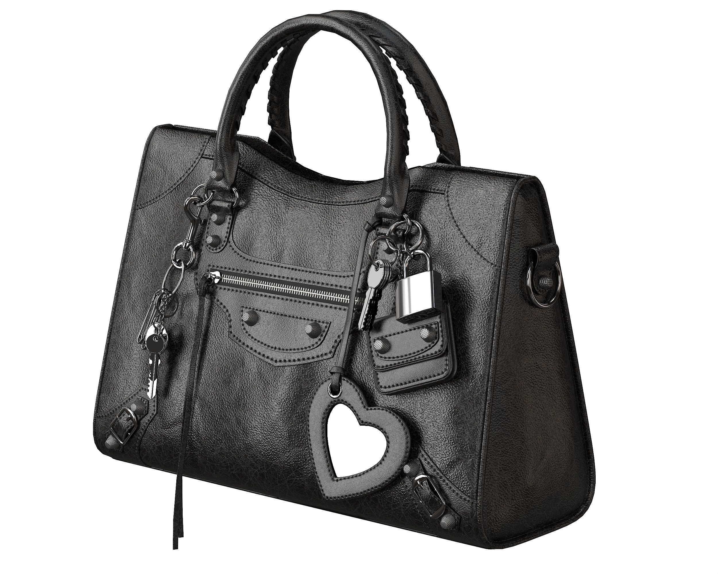 Balenciaga Le City Medium Bag Black Low-poly 3D model_3
