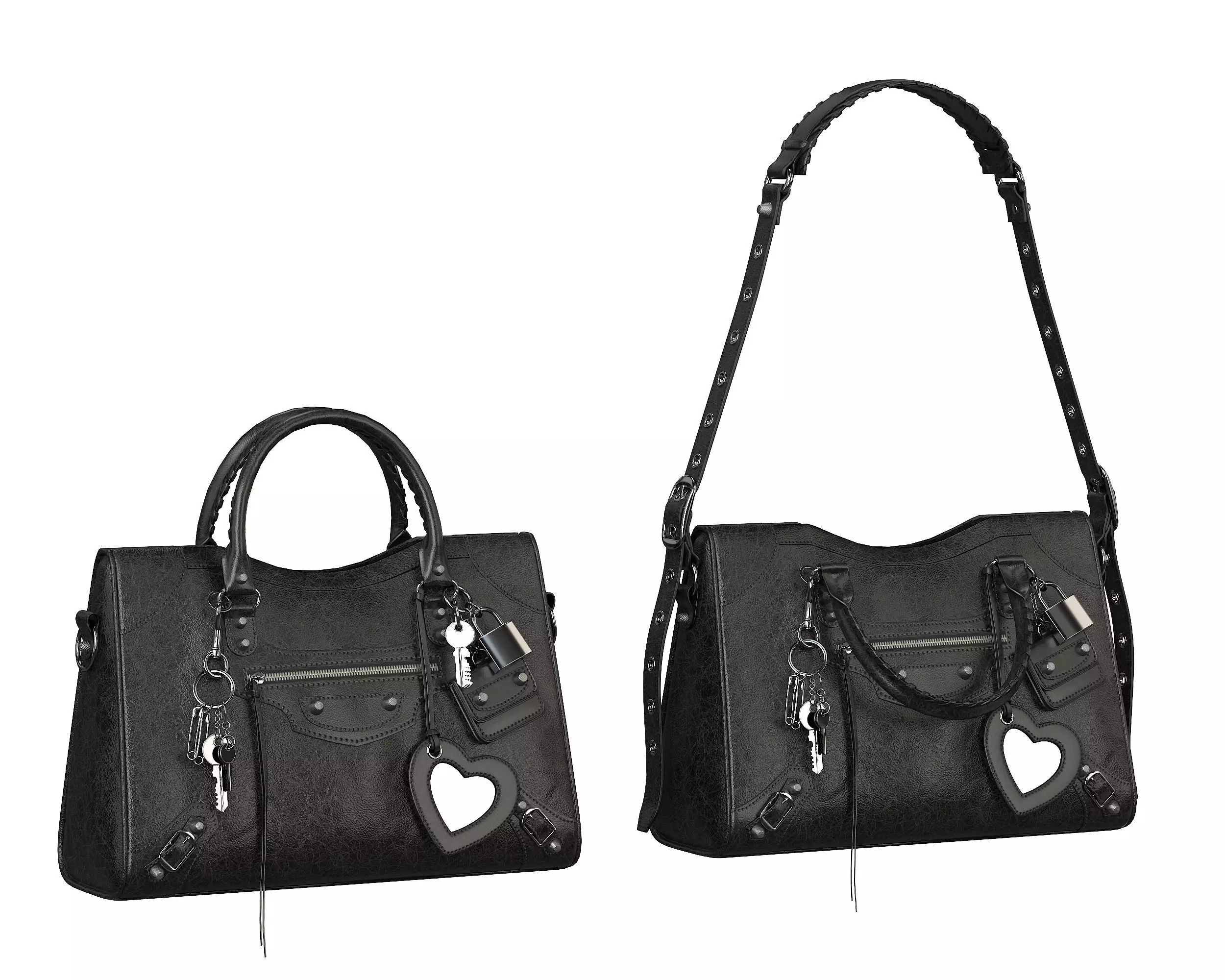 Balenciaga Le City Medium Bag Black Low-poly 3D model_0