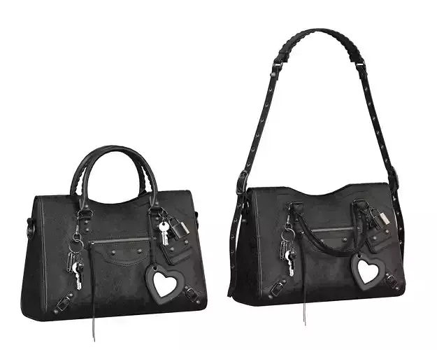 Balenciaga Le City Medium Bag Black Low-poly 3D model Balenciaga Le City Medium Bag Black Low-poly 3D model