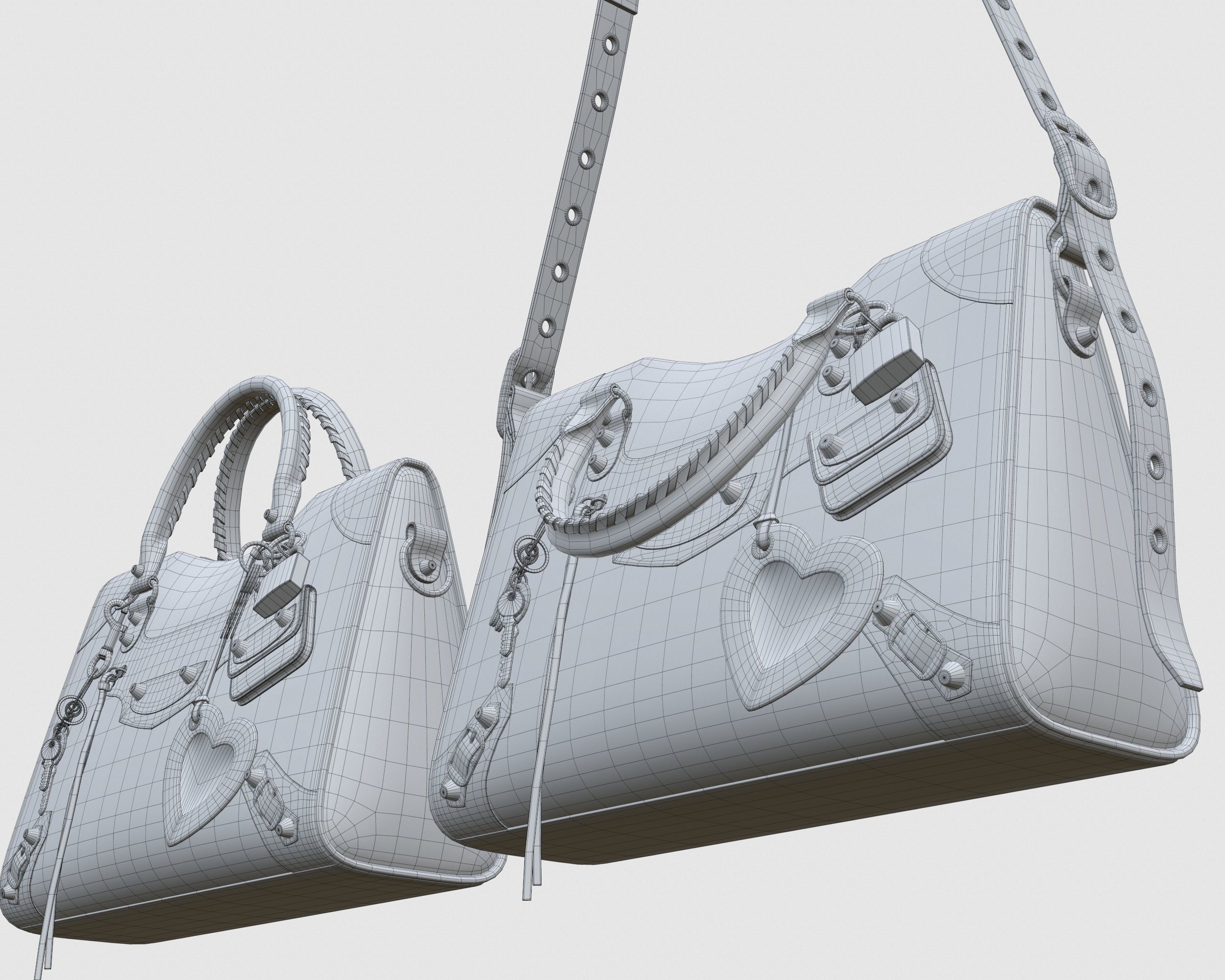 Balenciaga Le City Medium Bag Black Low-poly 3D model_7