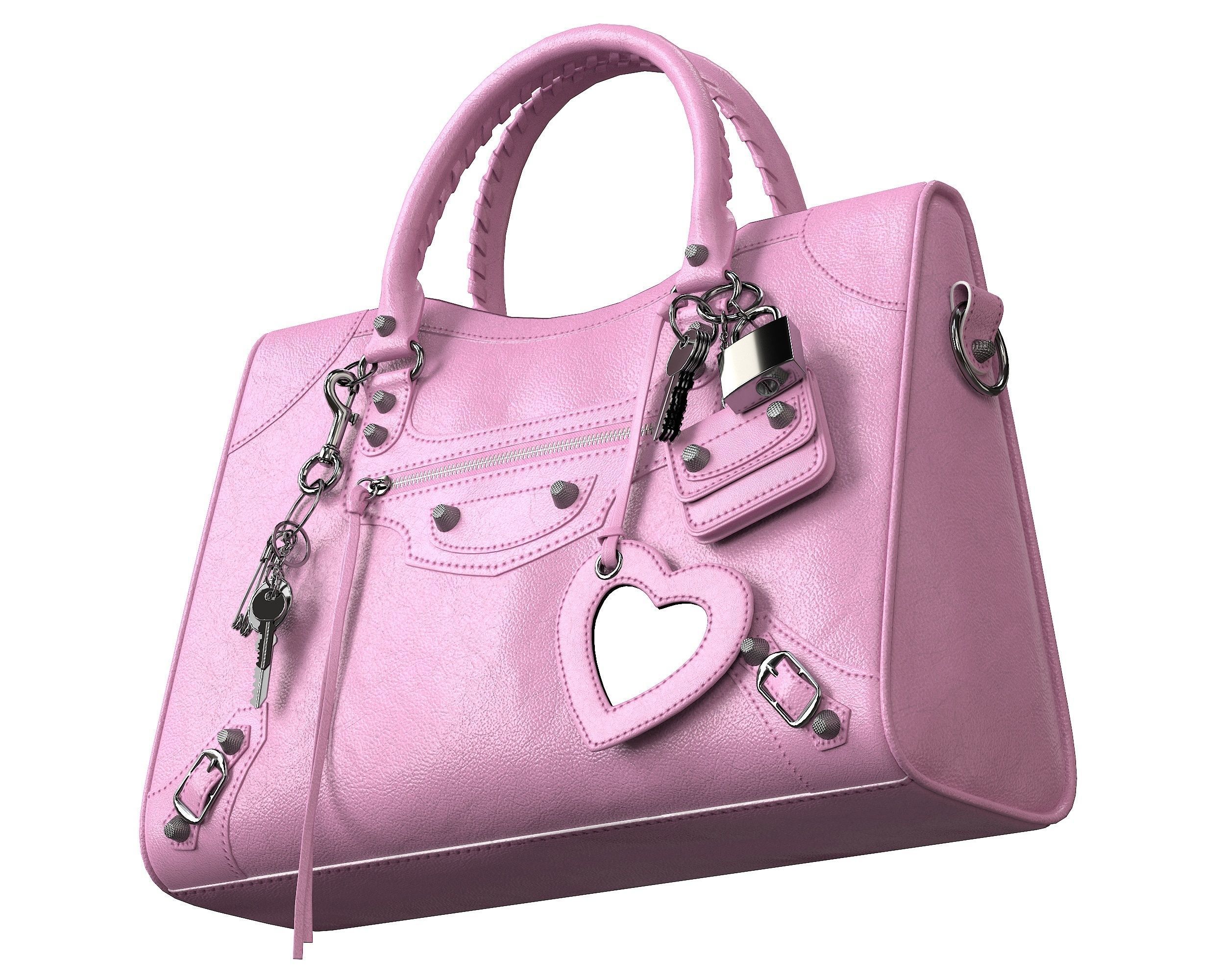 Balenciaga Le City Medium Bag Pink Low-poly 3D model_2